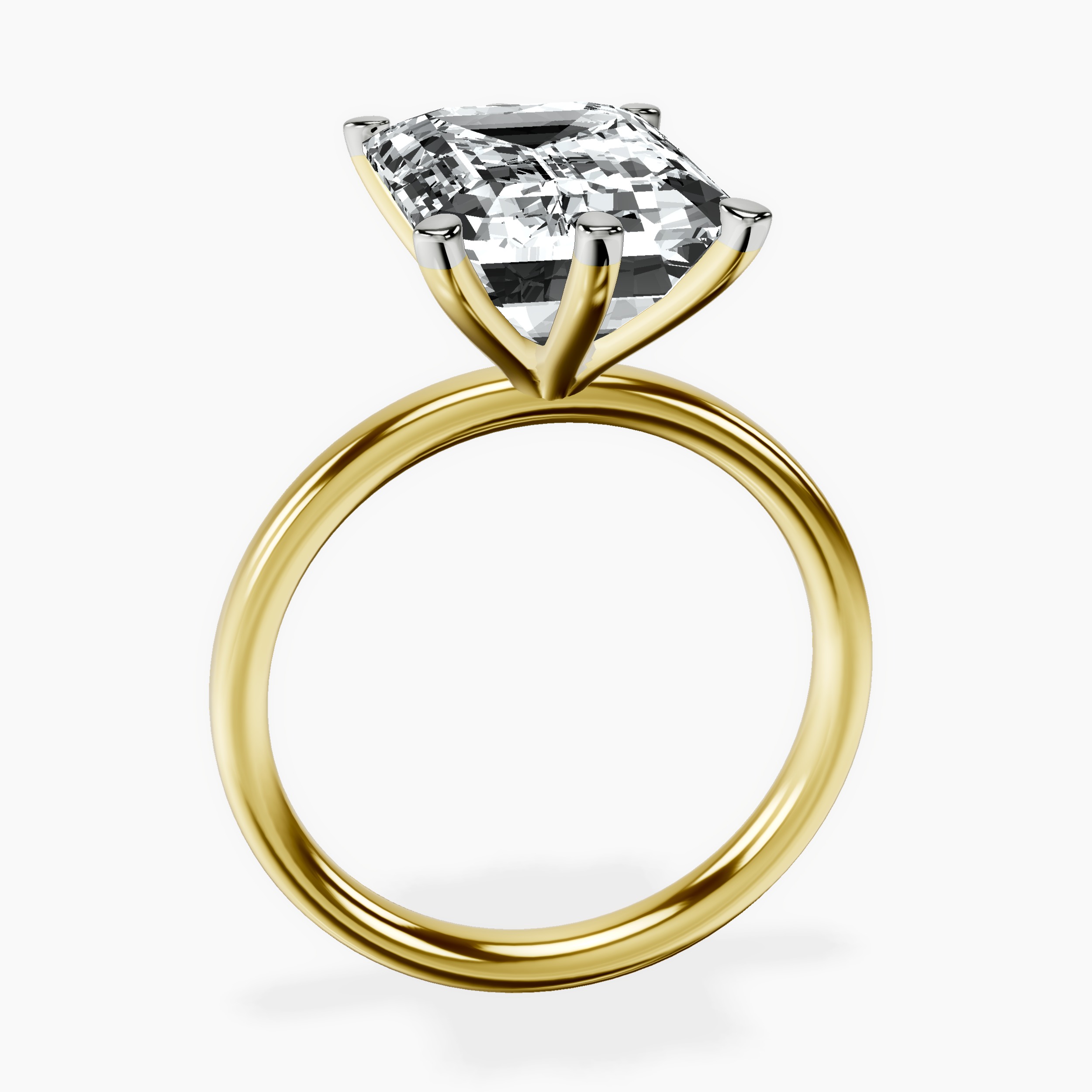 18kt Yellow Gold Six Prong Solitaire 2mm Lab Diamond Ring side right image one