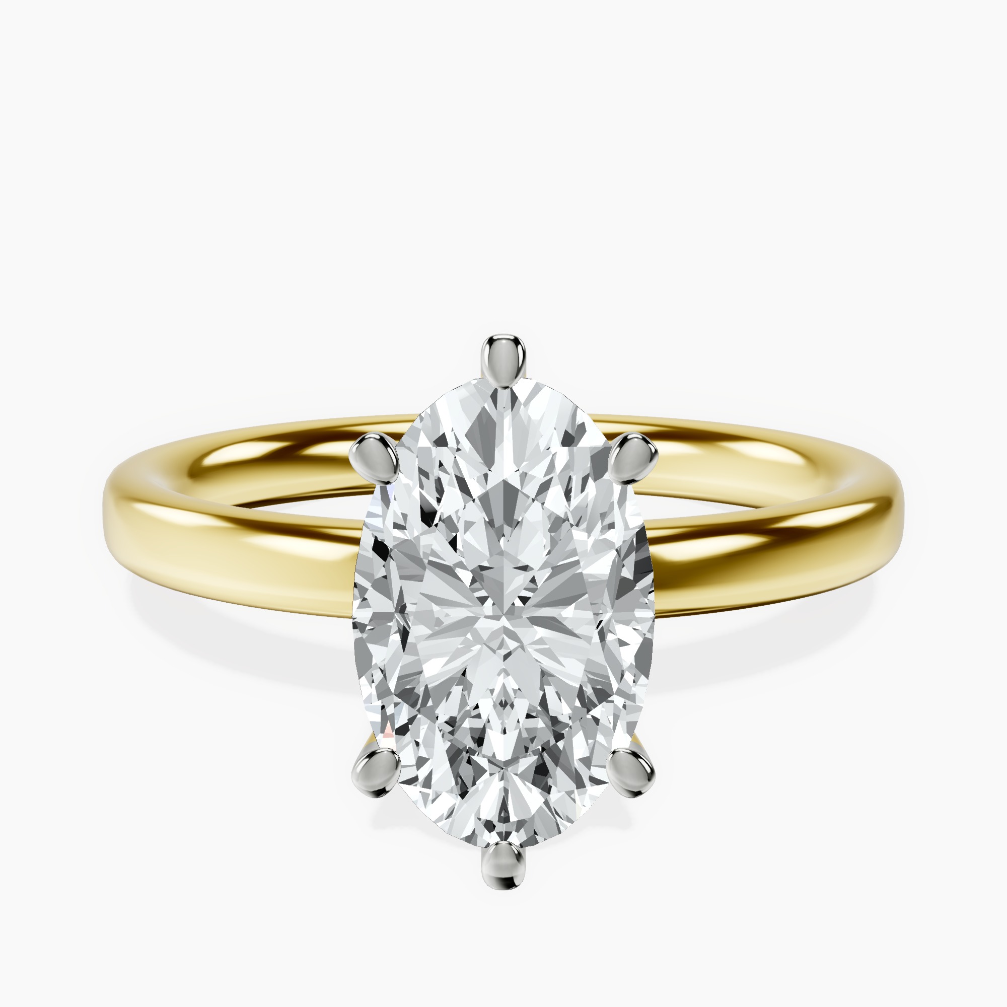 18Ct Yellow Gold Six Prong Solitaire 2mm Lab Diamond Ring front image