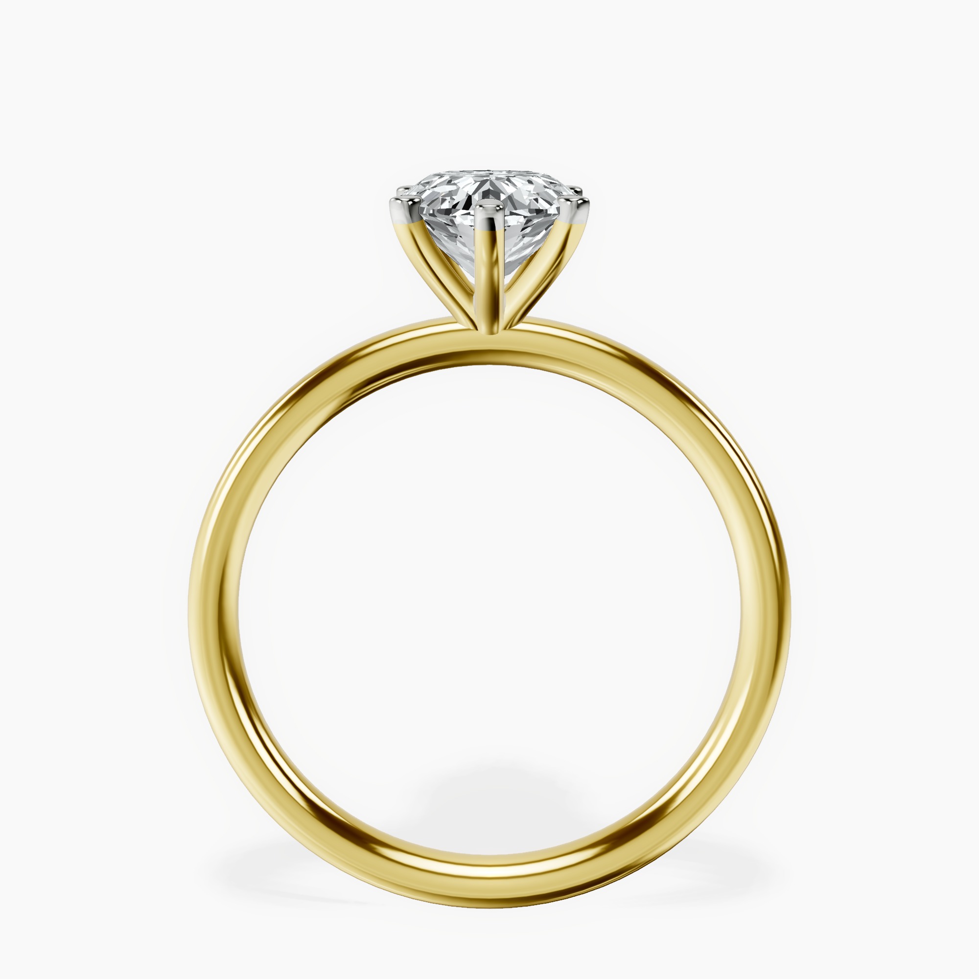 18Ct Yellow Gold Six Prong Solitaire 2mm Lab Diamond Ring side right image one