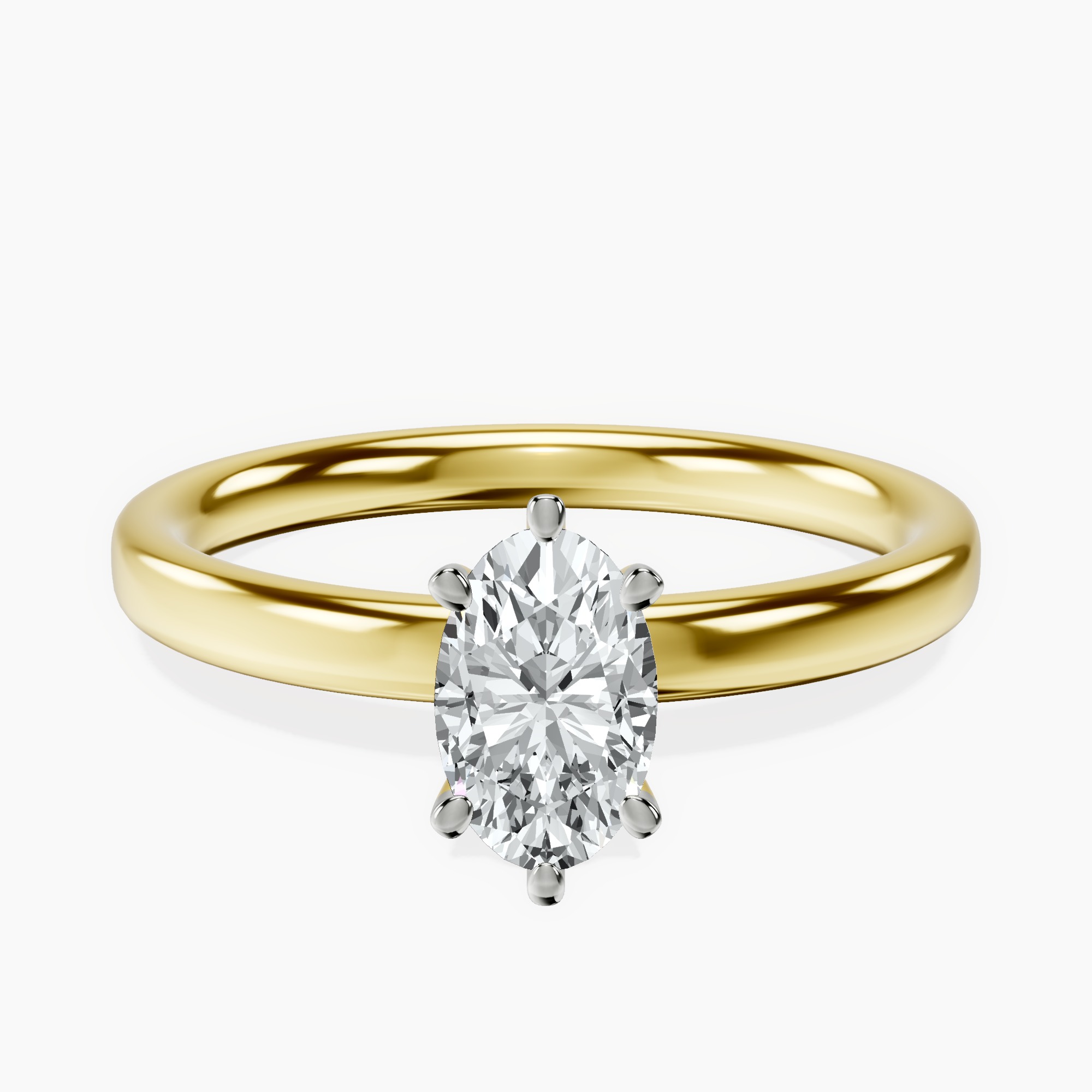 18kt Yellow Gold Six Prong Solitaire 2mm Lab Diamond Ring front image