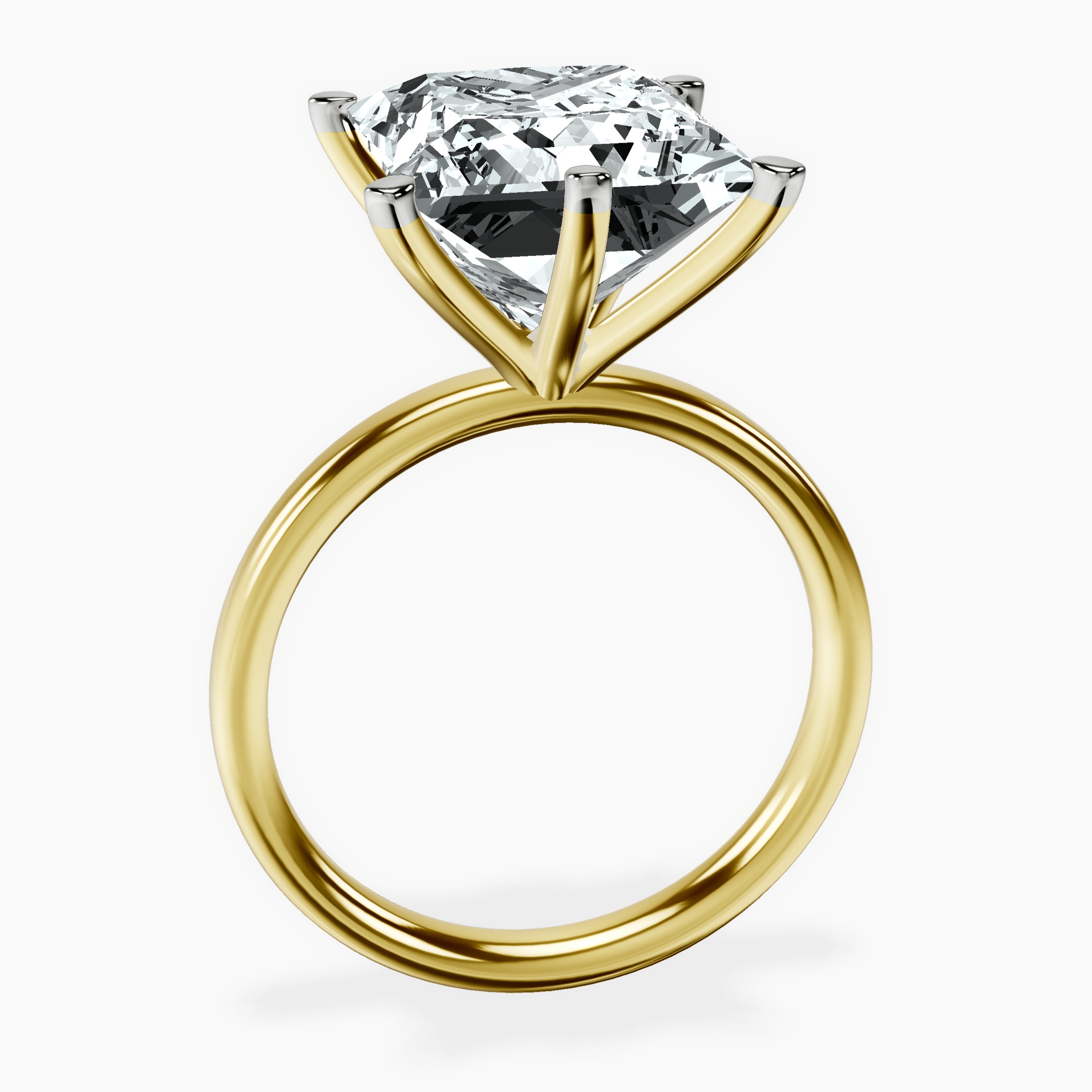 18kt Yellow Gold Six Prong Solitaire 2mm Lab Diamond Ring side right image one