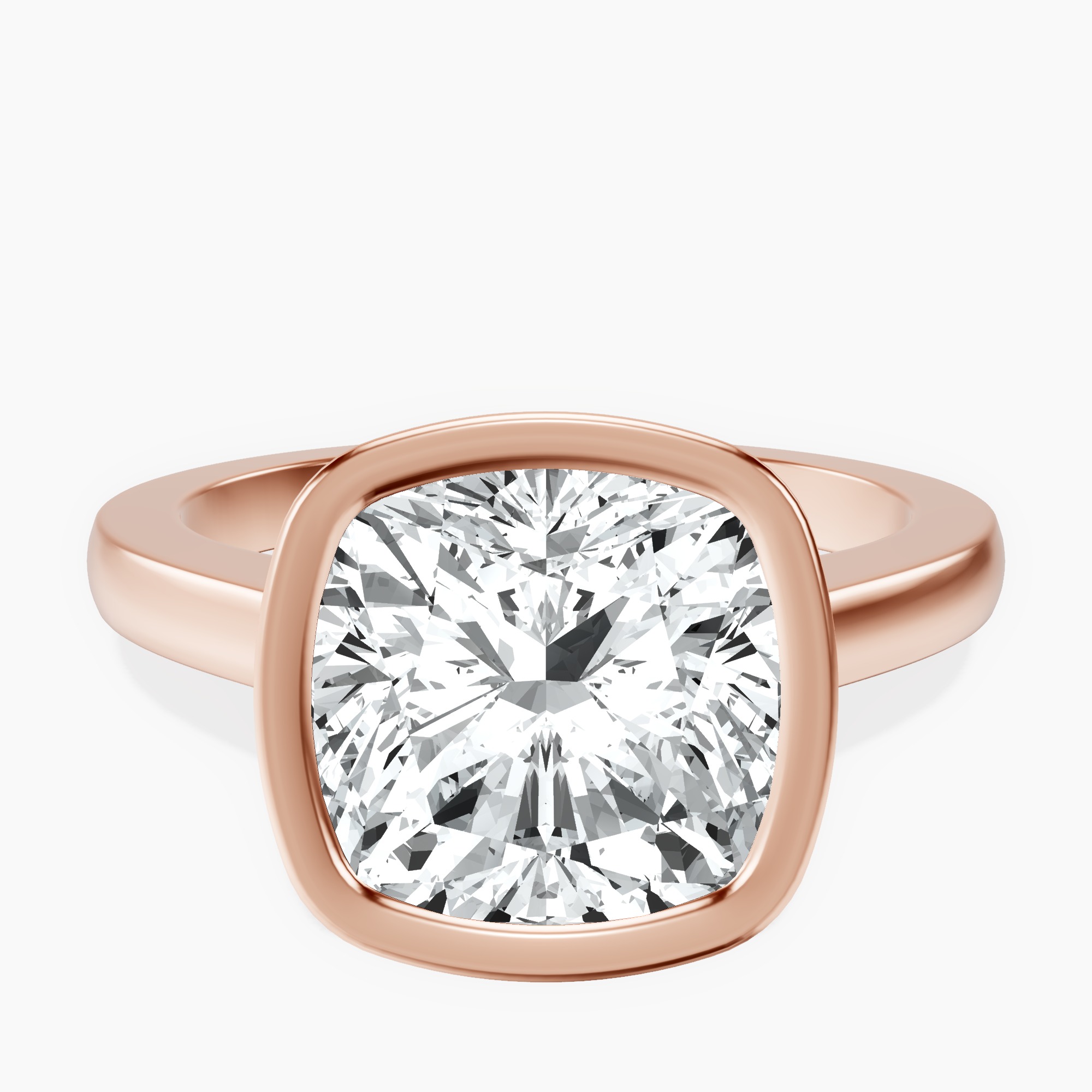 10kt Rose Gold Bezel Set Solitaire Lab Diamond Ring front image