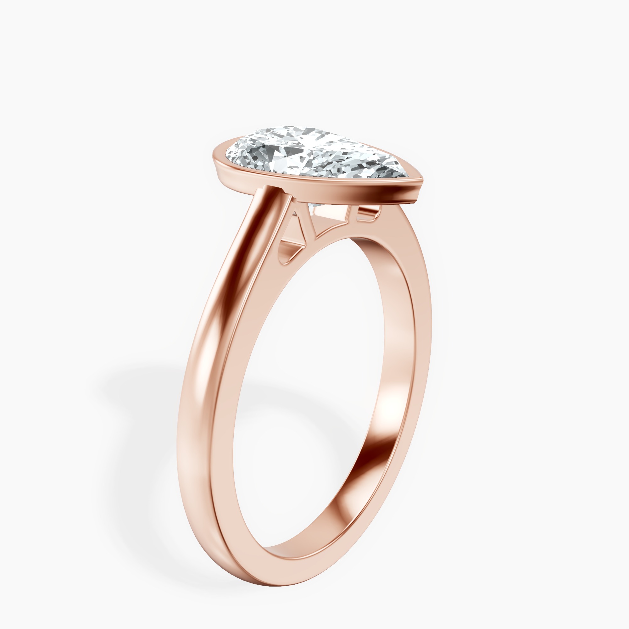 10kt Rose Gold Bezel Set Solitaire Lab Diamond Ring standing product image one