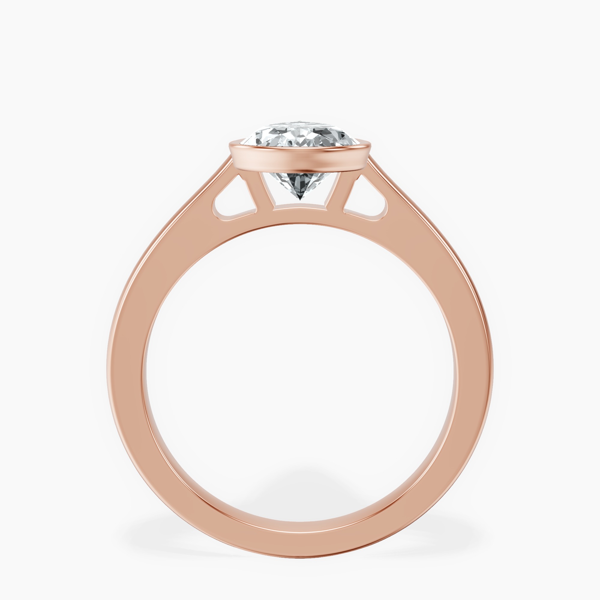 10kt Rose Gold Bezel Set Solitaire Lab Diamond Ring side right image one