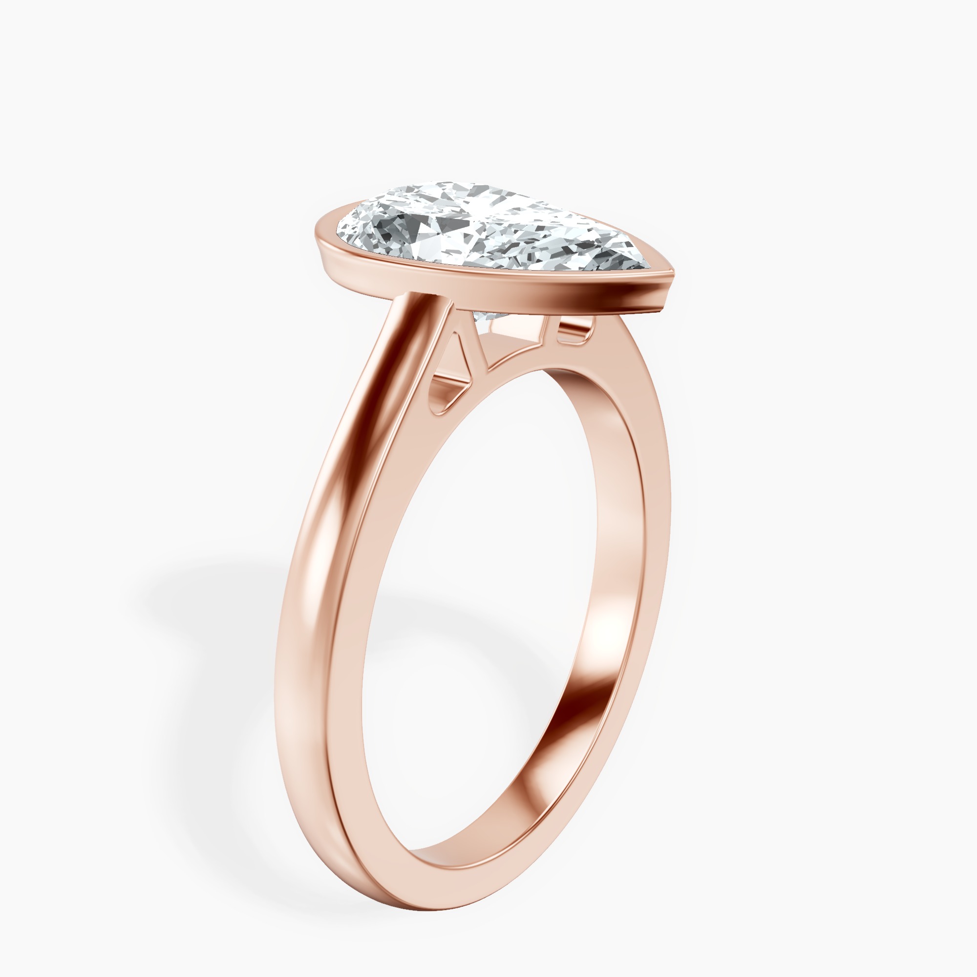 2.96 ct. pear Bezel Solitaire Ring in 10kt rose gold standing product image one