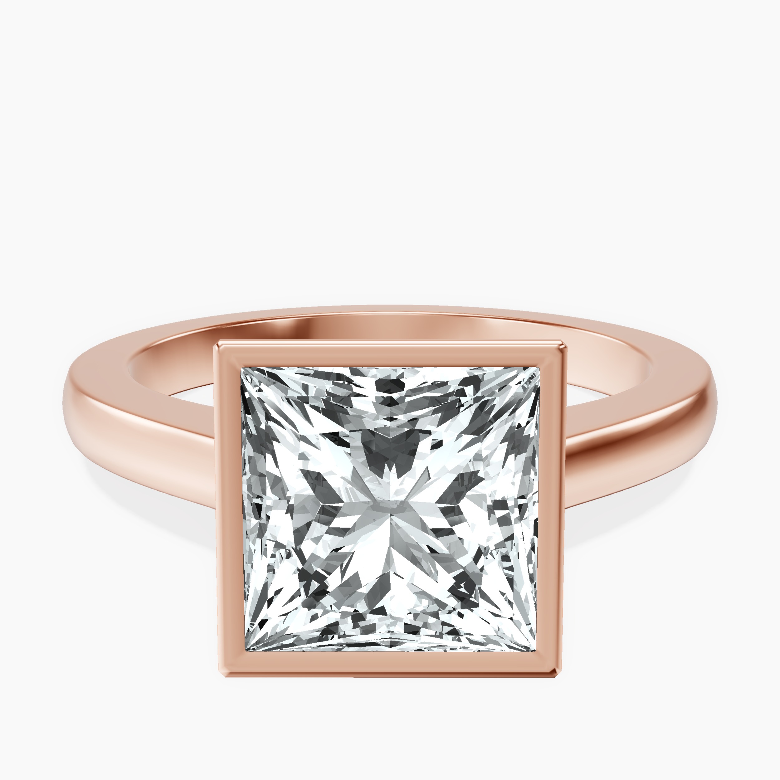 14kt Rose Gold Bezel Set Solitaire Lab Diamond Ring front image