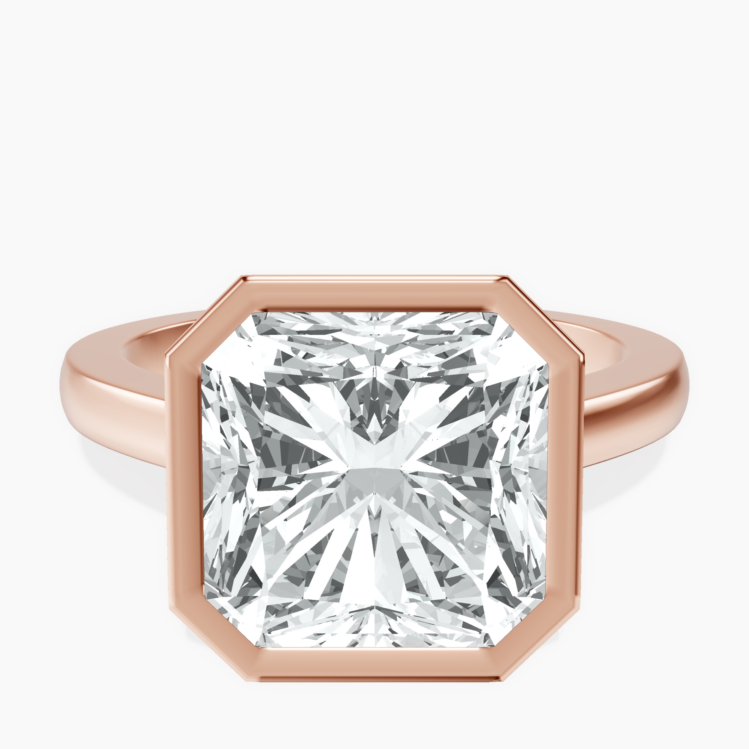 10kt Rose Gold Bezel Set Solitaire Lab Diamond Ring front image