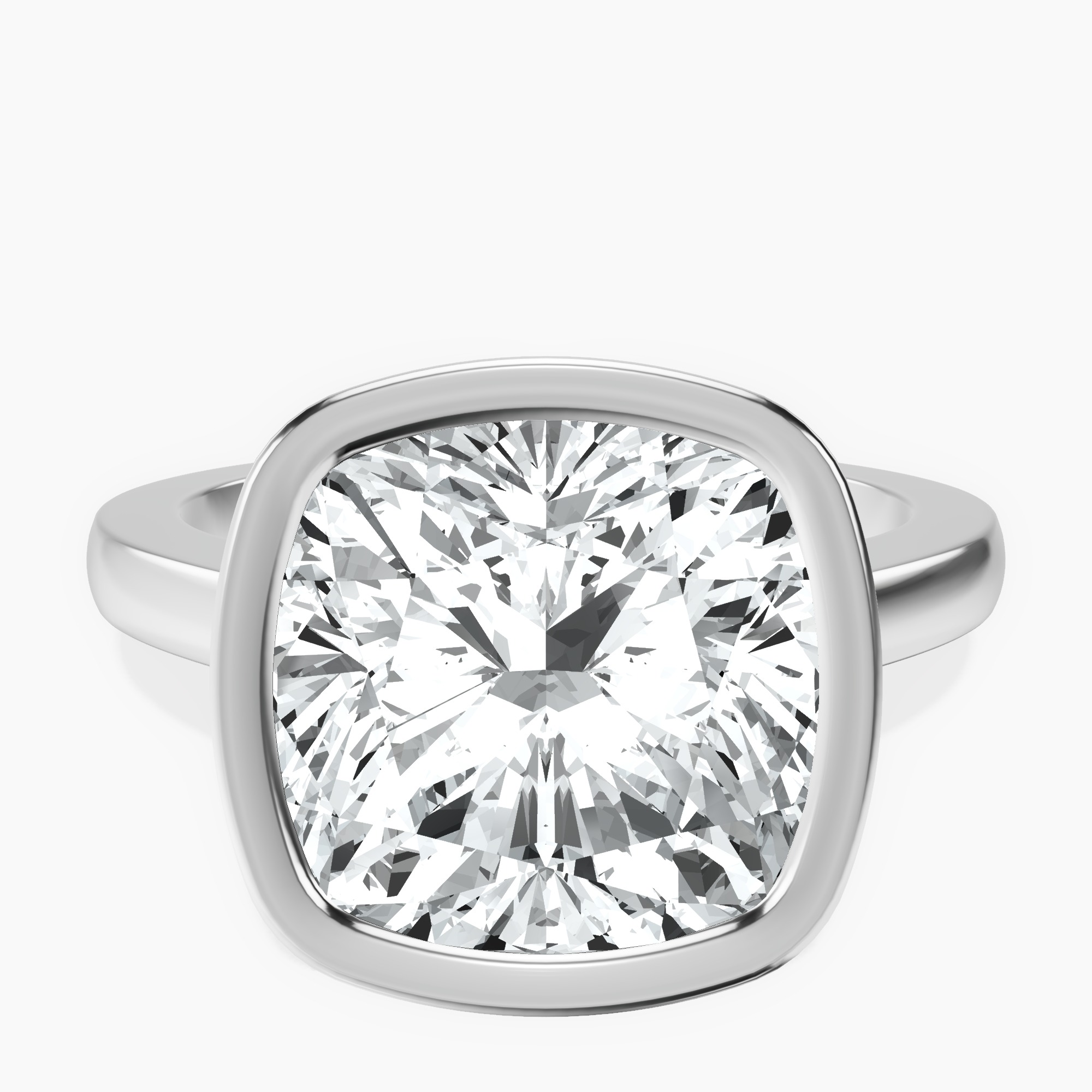 Platinum Bezel Set Solitaire Lab Diamond Ring front image