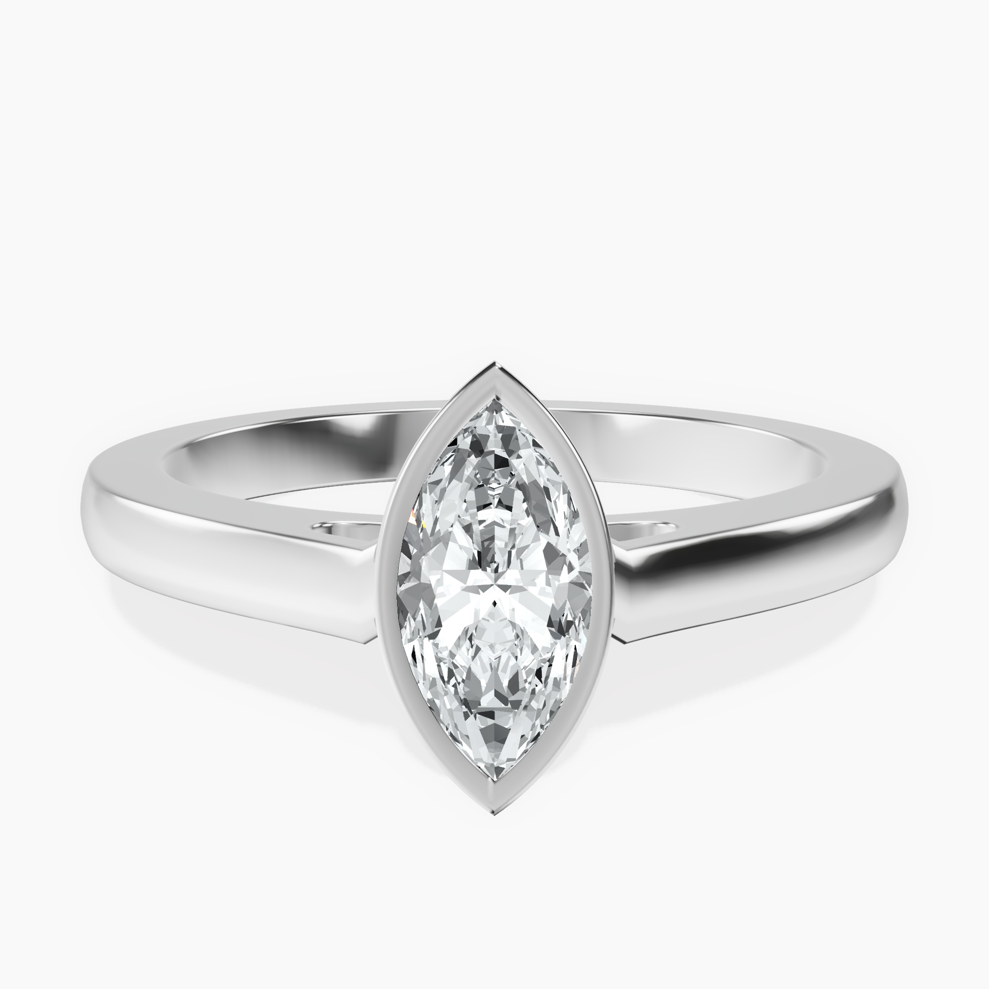 Platinum Bezel Set Solitaire Lab Diamond Ring front image