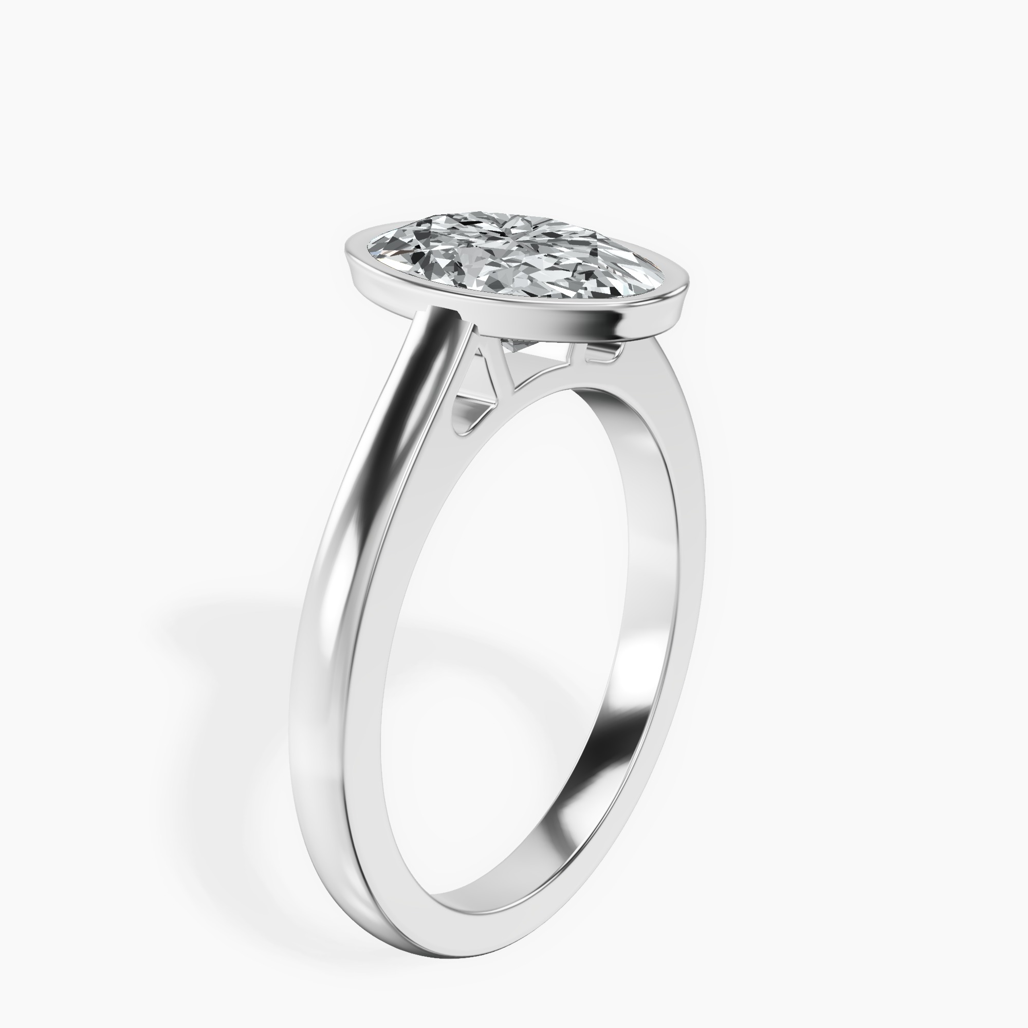 Platinum Bezel Set Solitaire Lab Diamond Ring standing product image one
