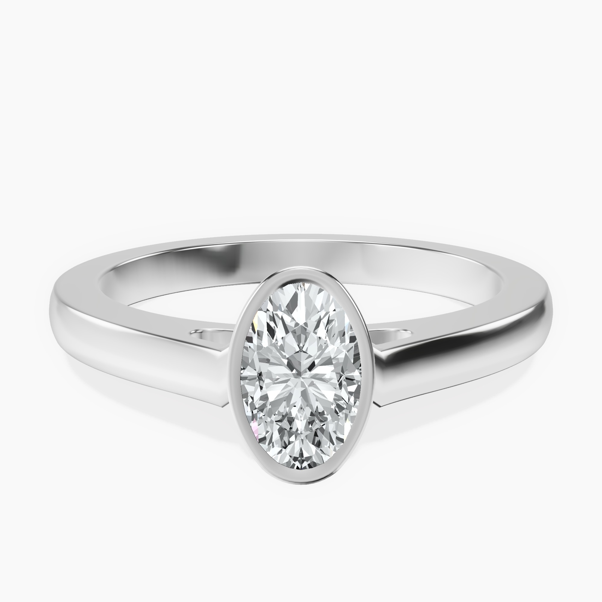 Platinum Bezel Set Solitaire Lab Diamond Ring front image