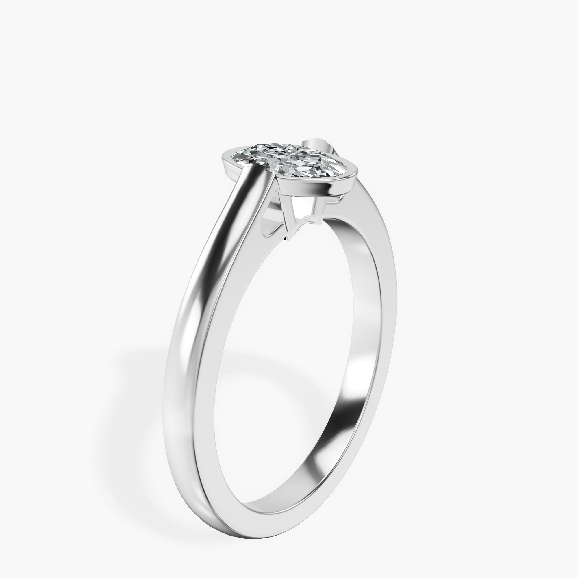 Platinum Bezel Set Solitaire Lab Diamond Ring standing product image one