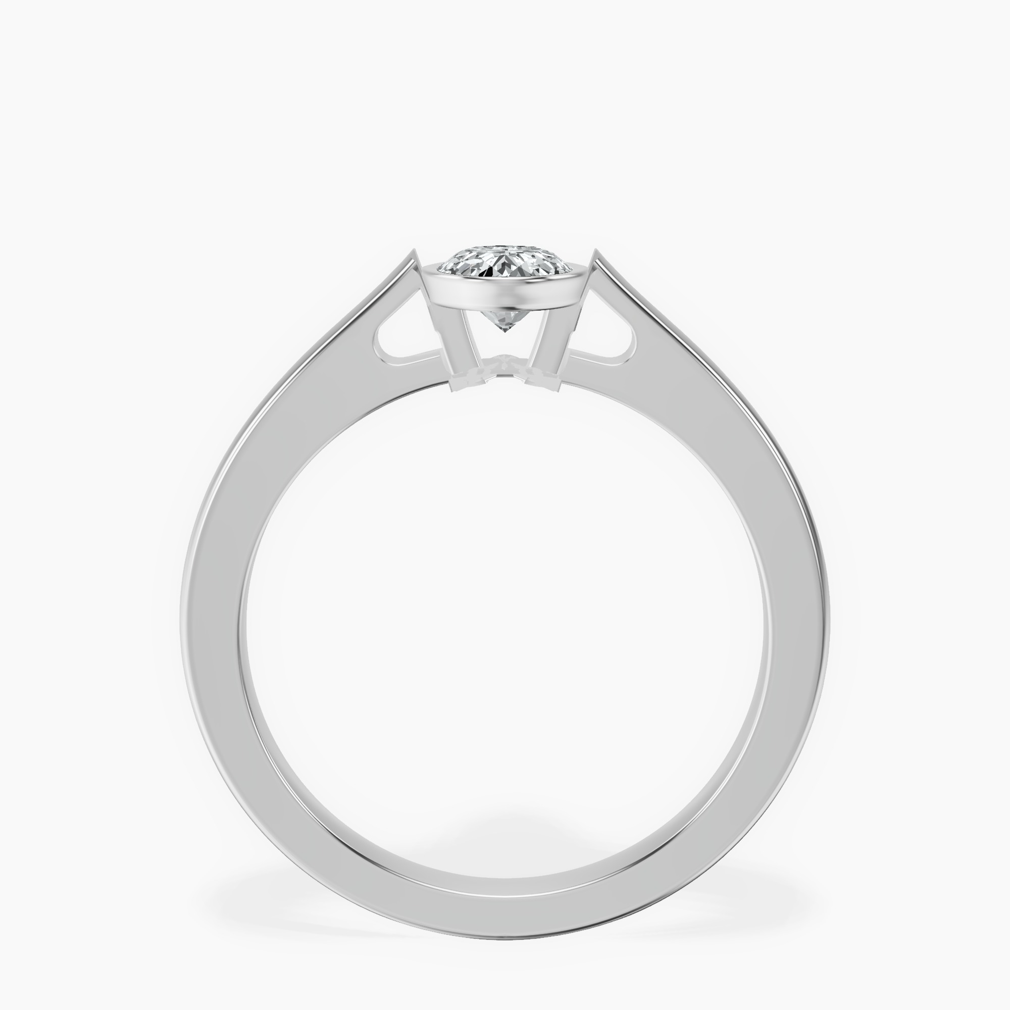 Platinum Bezel Set Solitaire Lab Diamond Ring side right image one