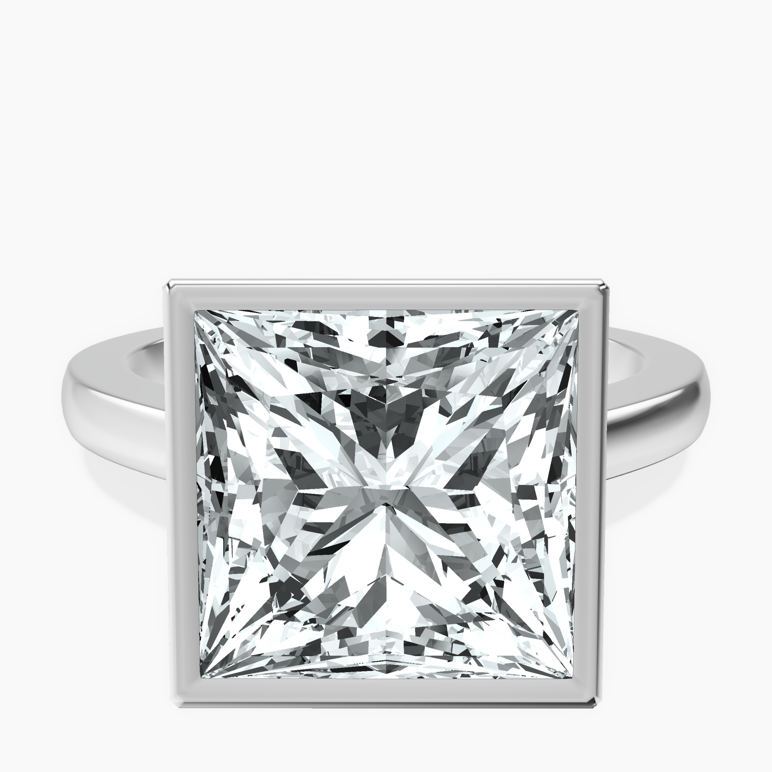 Platinum Bezel Set Solitaire Lab Diamond Ring front image