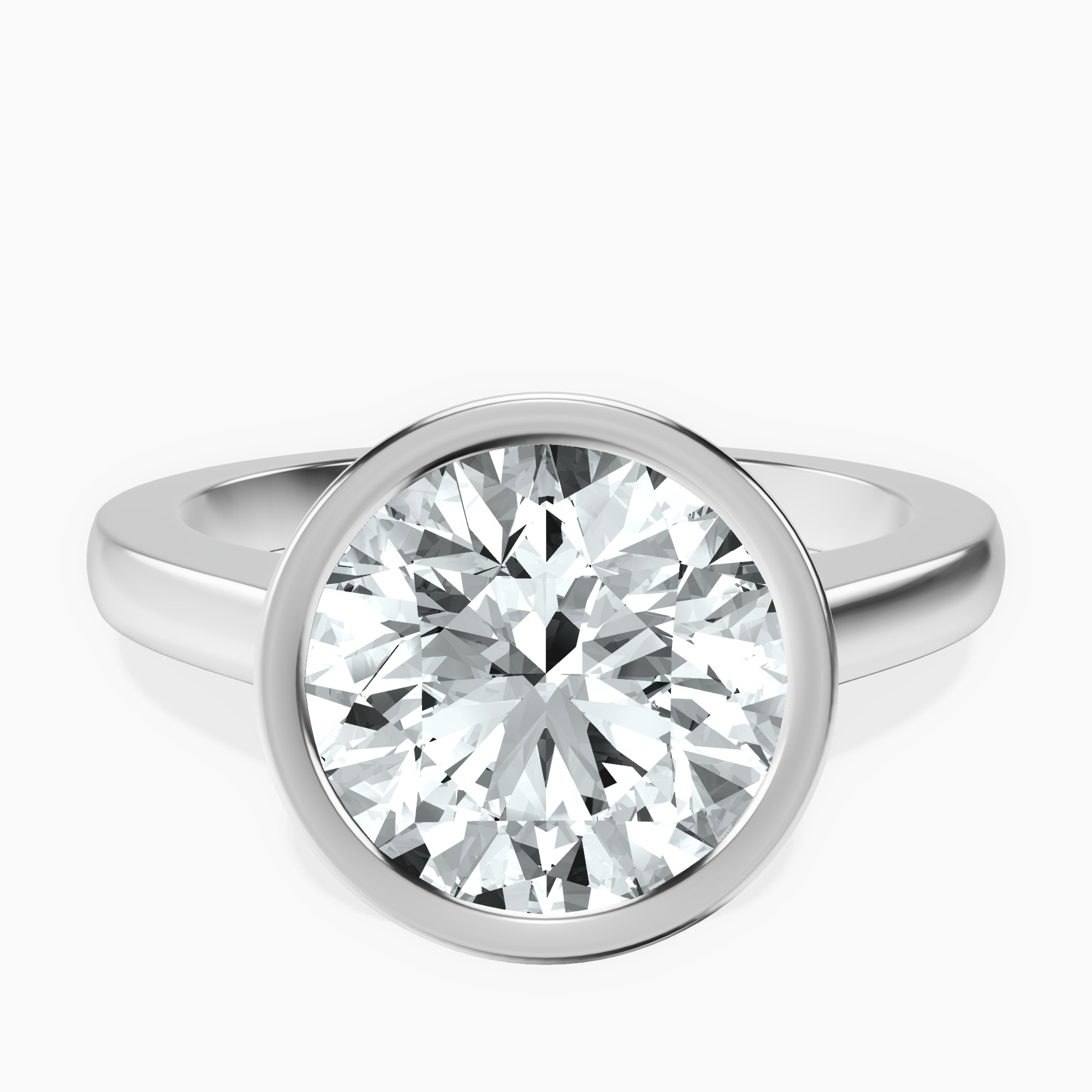 3.29 ct. round Bezel Solitaire Ring in 14kt white gold rtr top