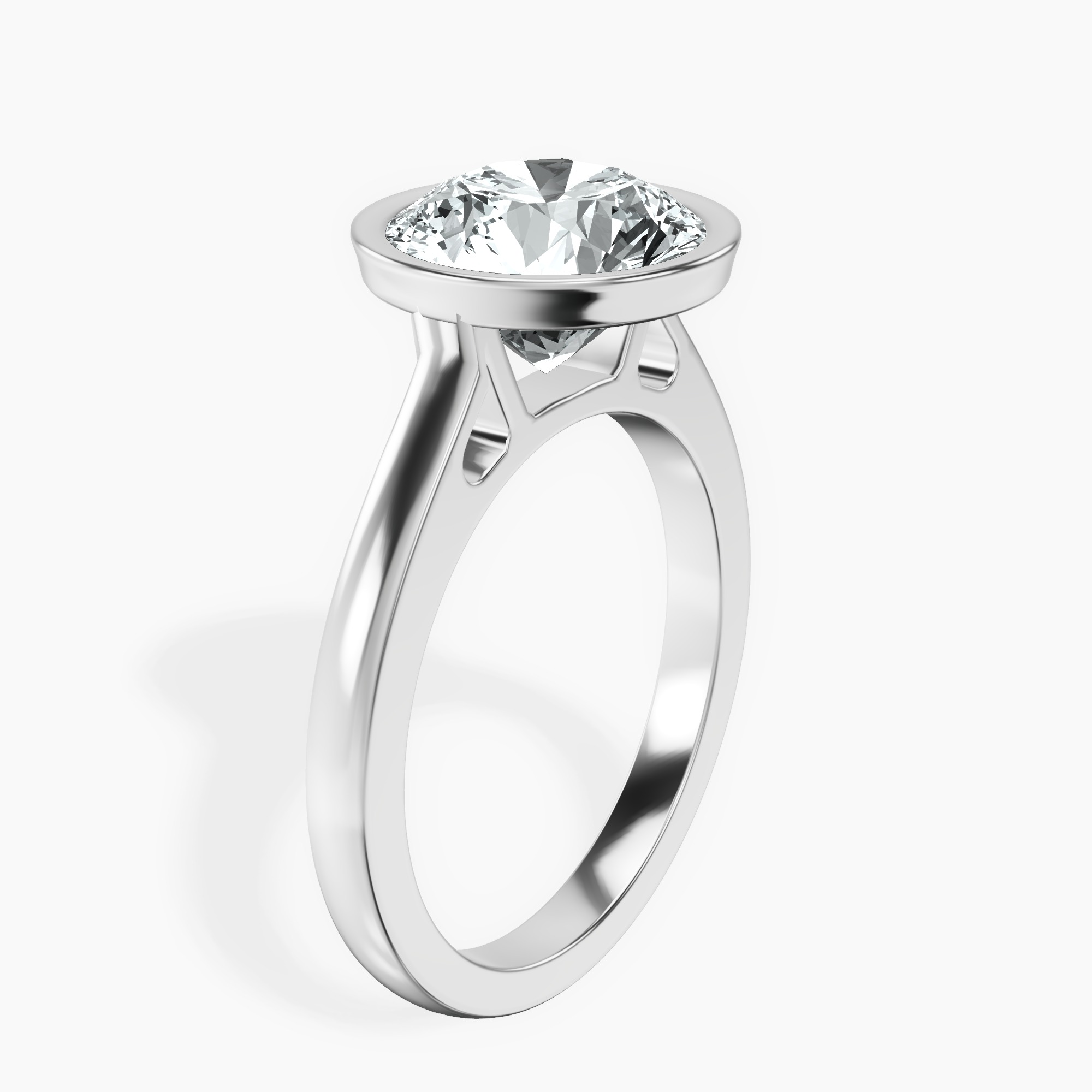 3.29 ct. round Bezel Solitaire Ring in 14kt white gold standing product image one