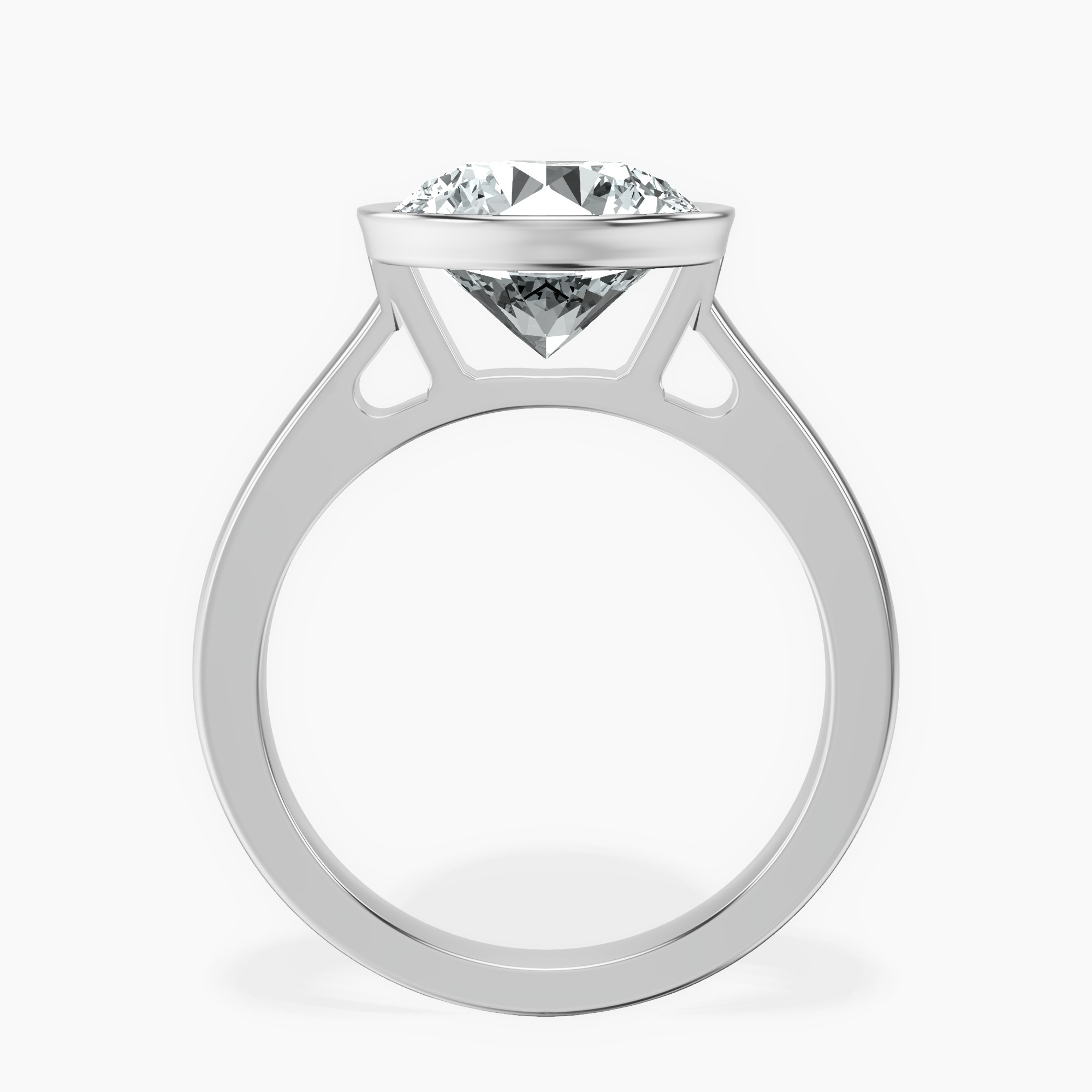 3.29 ct. round Bezel Solitaire Ring in 14kt white gold side right image one