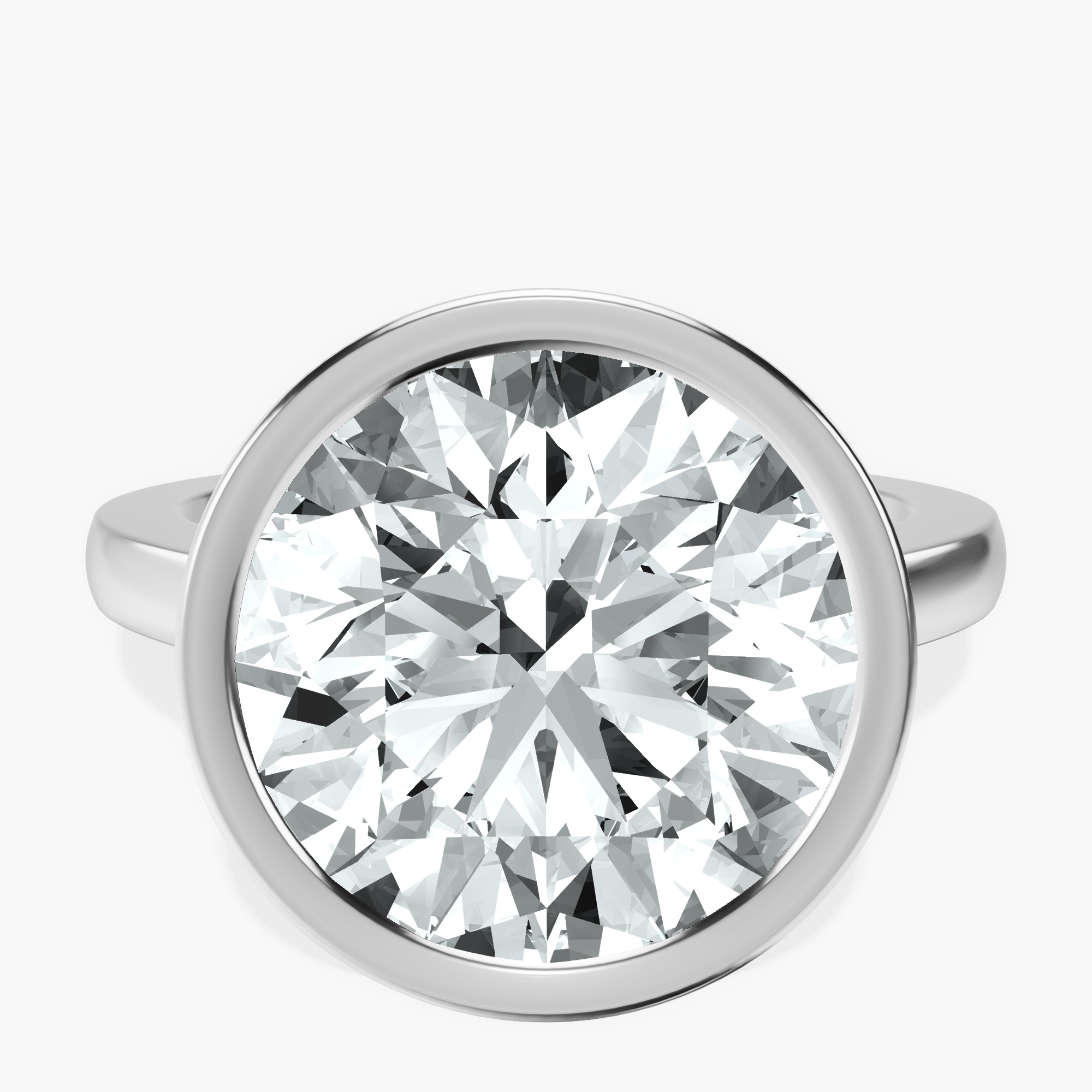 14kt White Gold Bezel Set Solitaire Lab Diamond Ring front image
