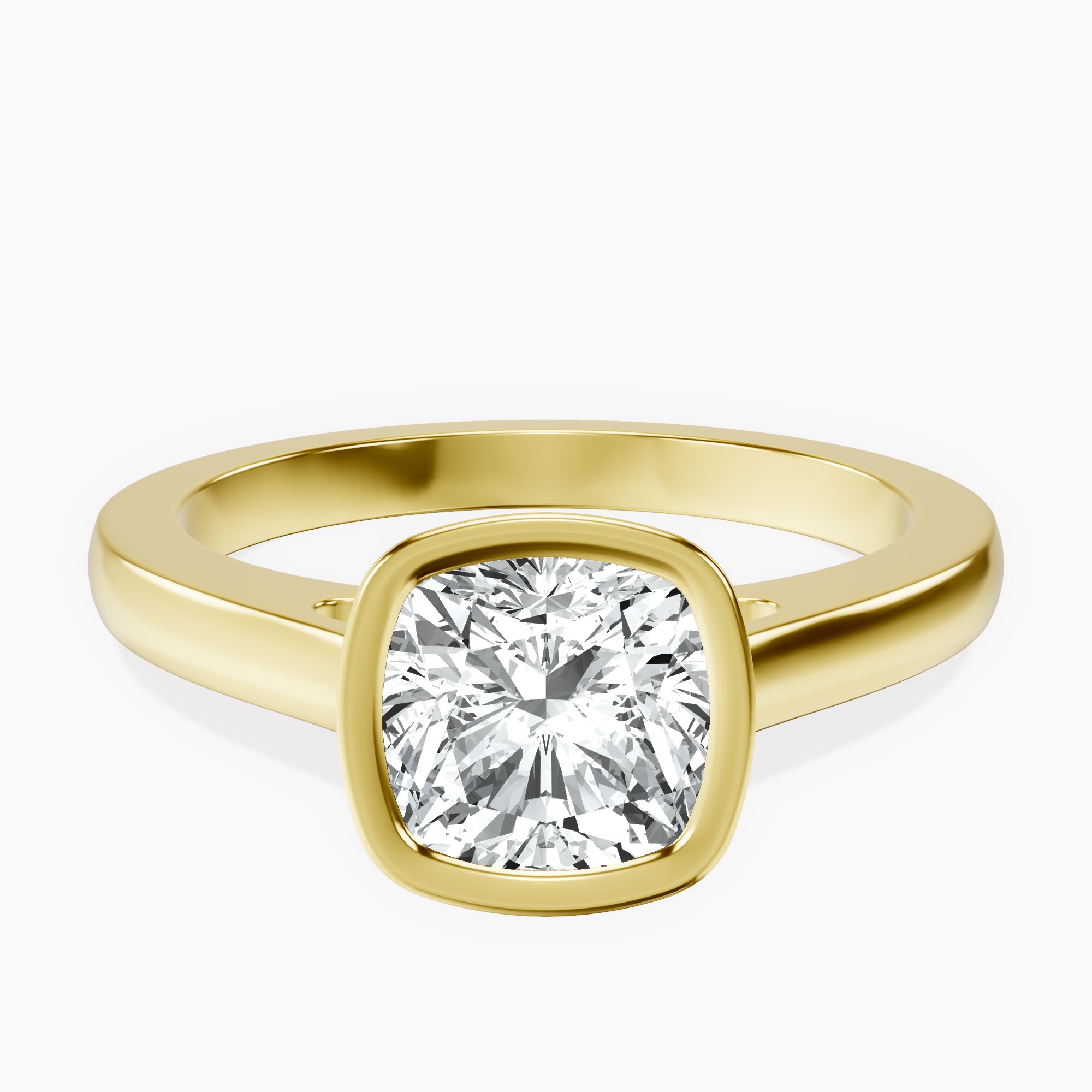9Ct Yellow Gold Bezel Set Solitaire Lab Diamond Ring front image