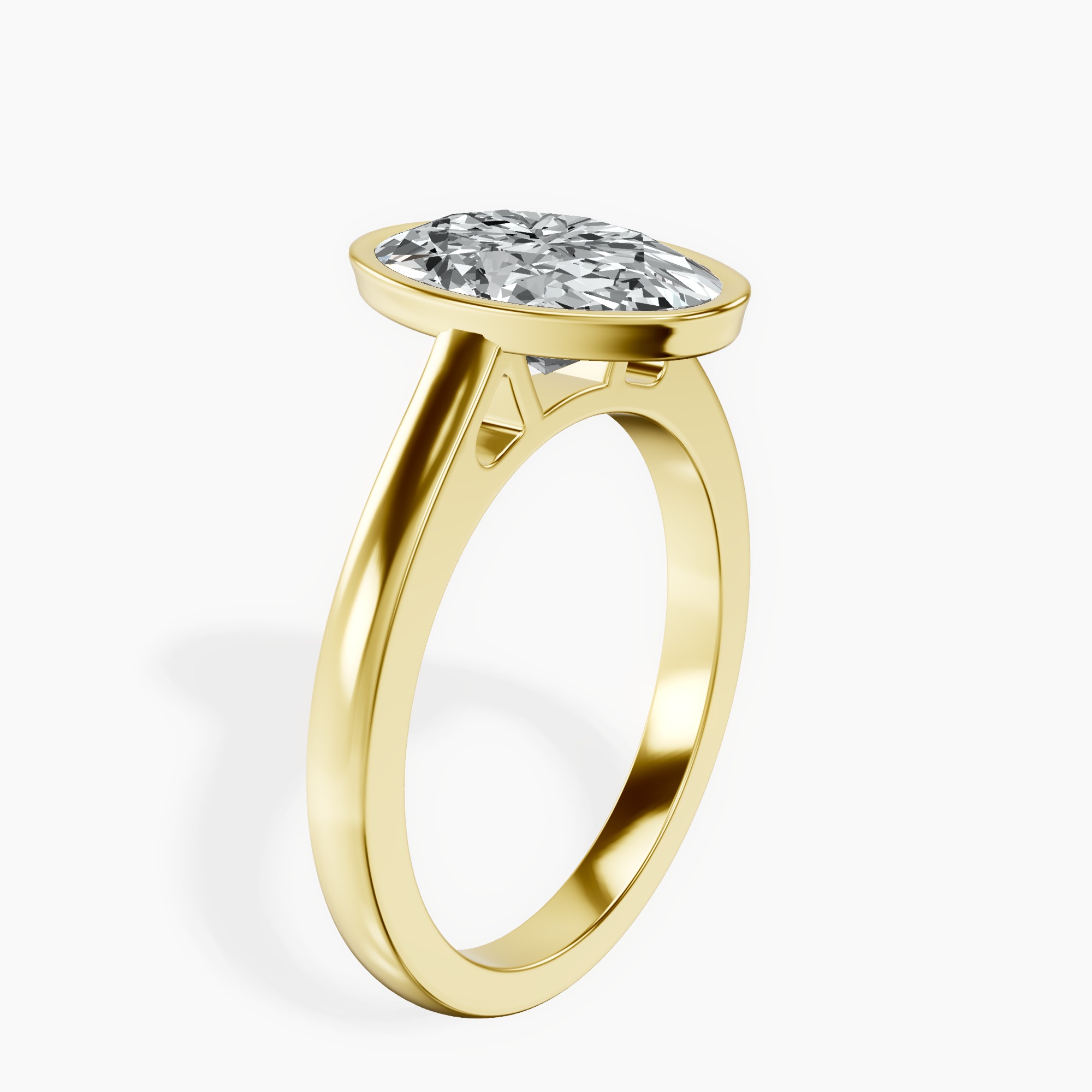 2.40 ct. oval Bezel Solitaire Ring in 18kt yellow gold standing product image one