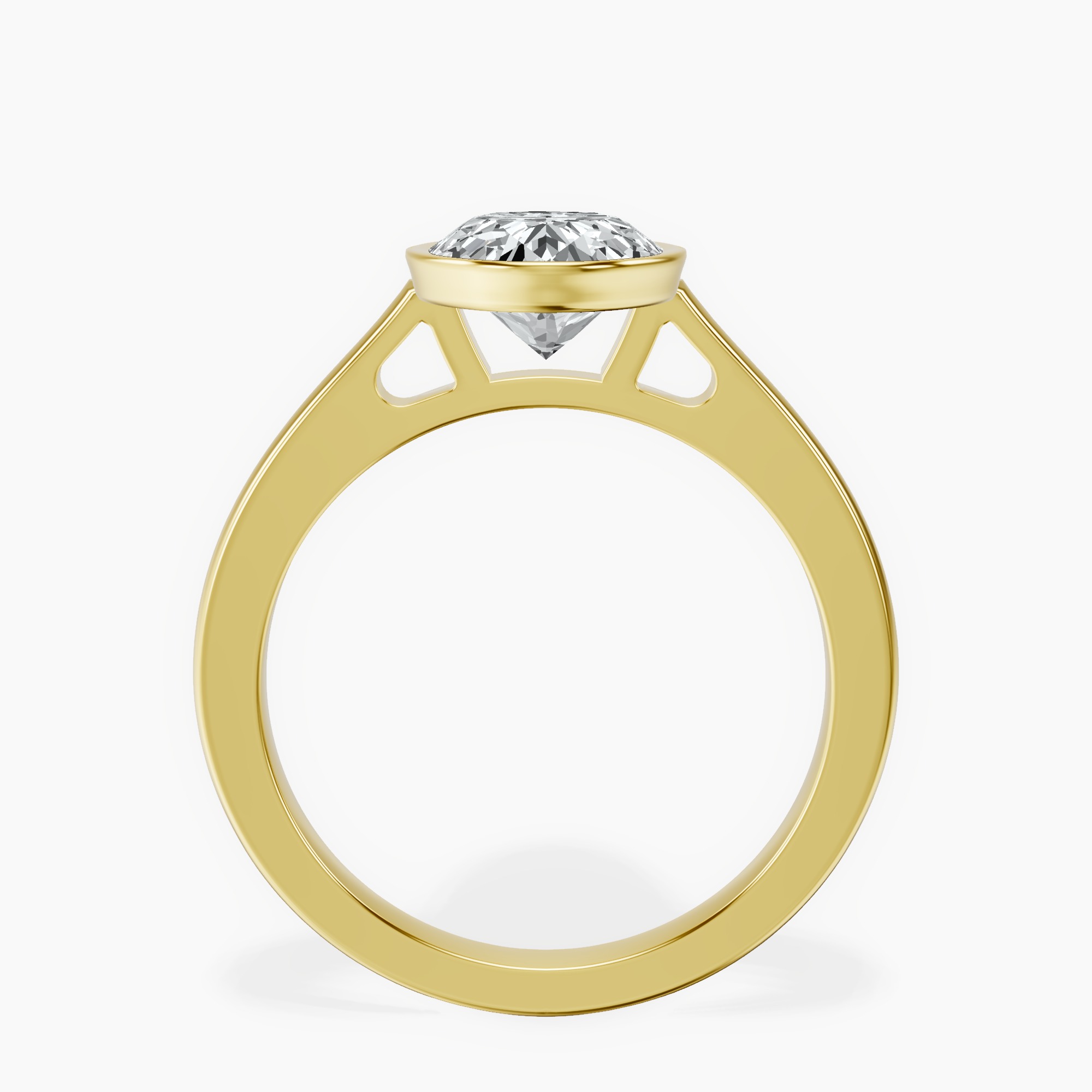 2.40 ct. oval Bezel Solitaire Ring in 18kt yellow gold side right image one
