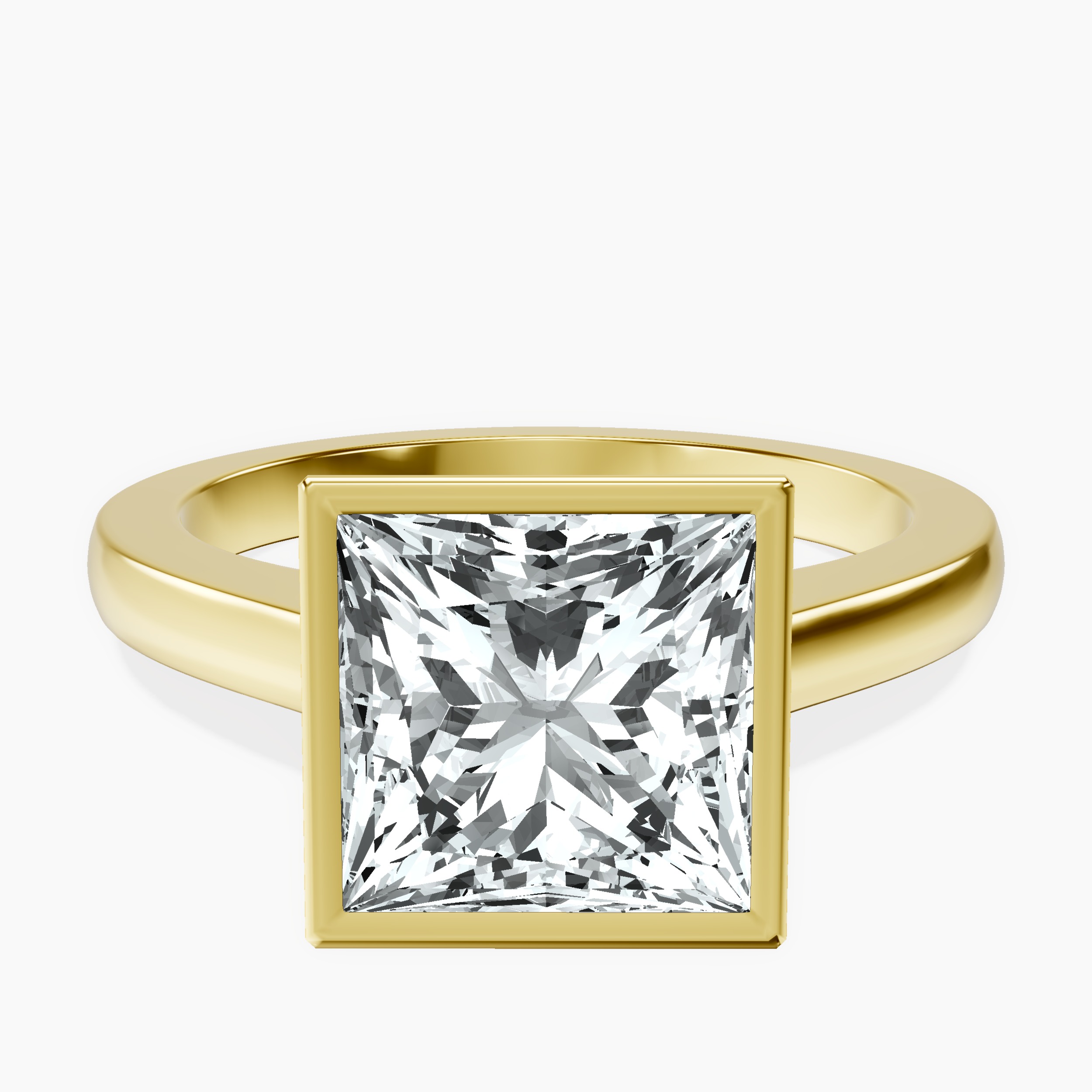 18kt Yellow Gold Bezel Set Solitaire Lab Diamond Ring front image