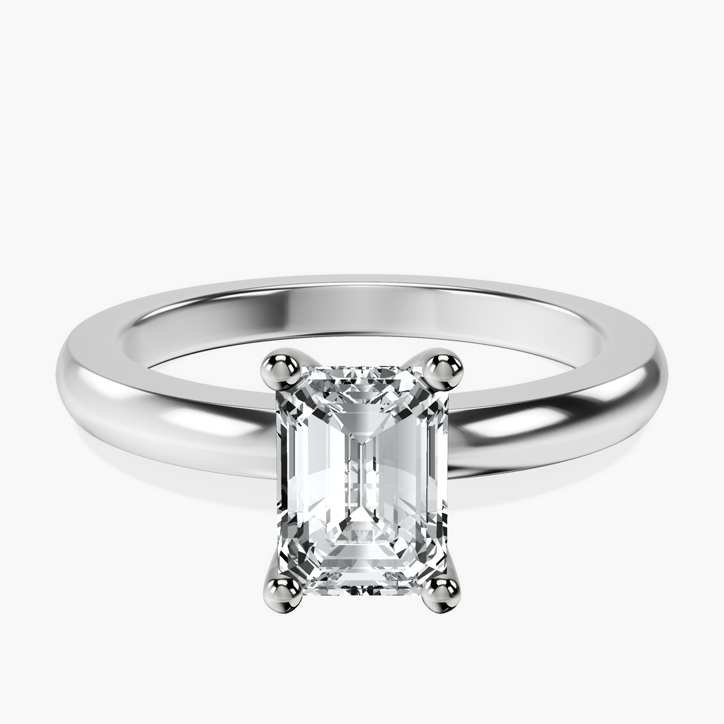 1.48 ct. emerald Quinn Solitaire Ring in 10kt white gold rtr top