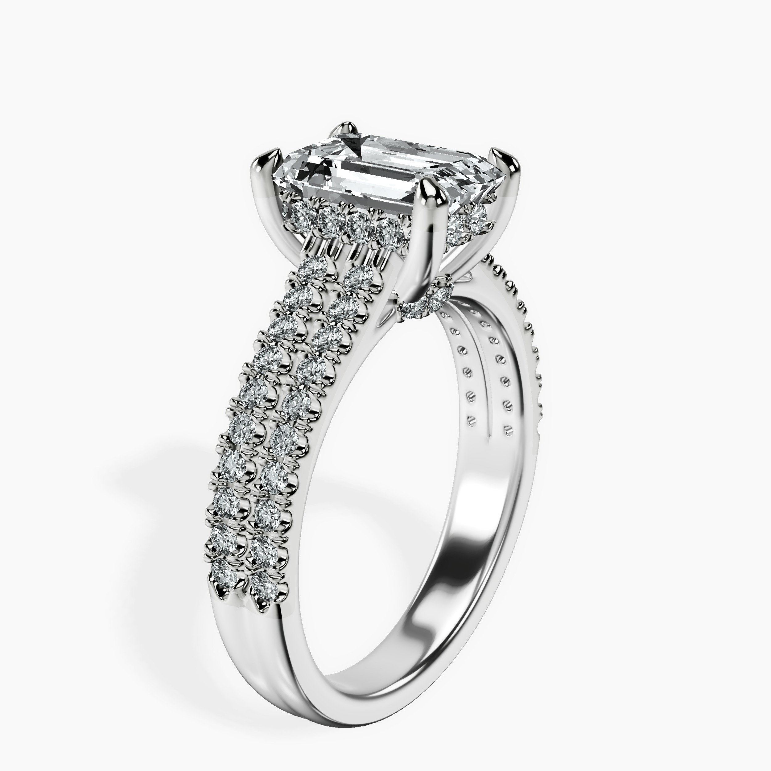 2.16 ct. emerald Tosca Secret Halo Ring in 14kt white gold standing product image one
