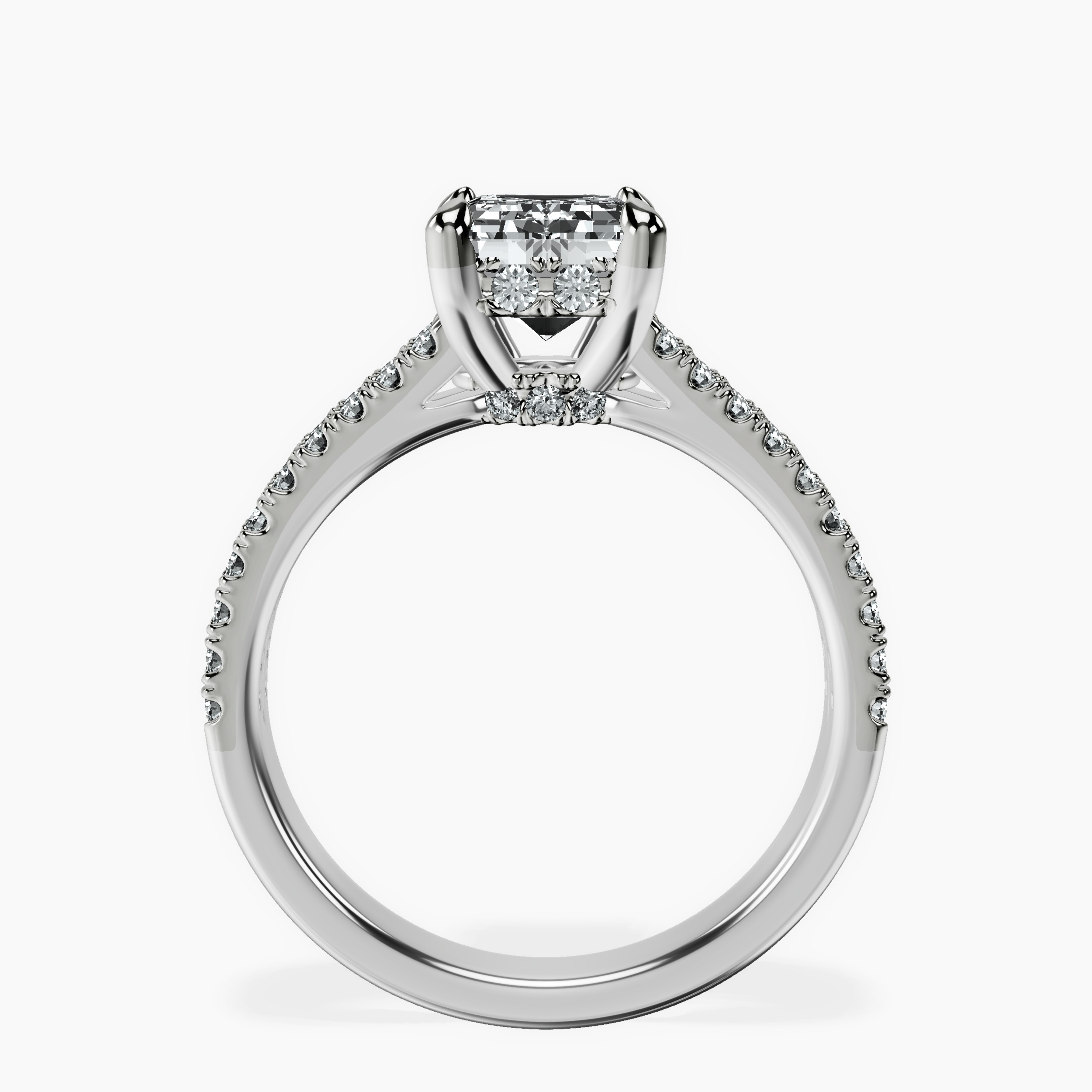 2.16 ct. emerald Tosca Secret Halo Ring in 14kt white gold side right image one