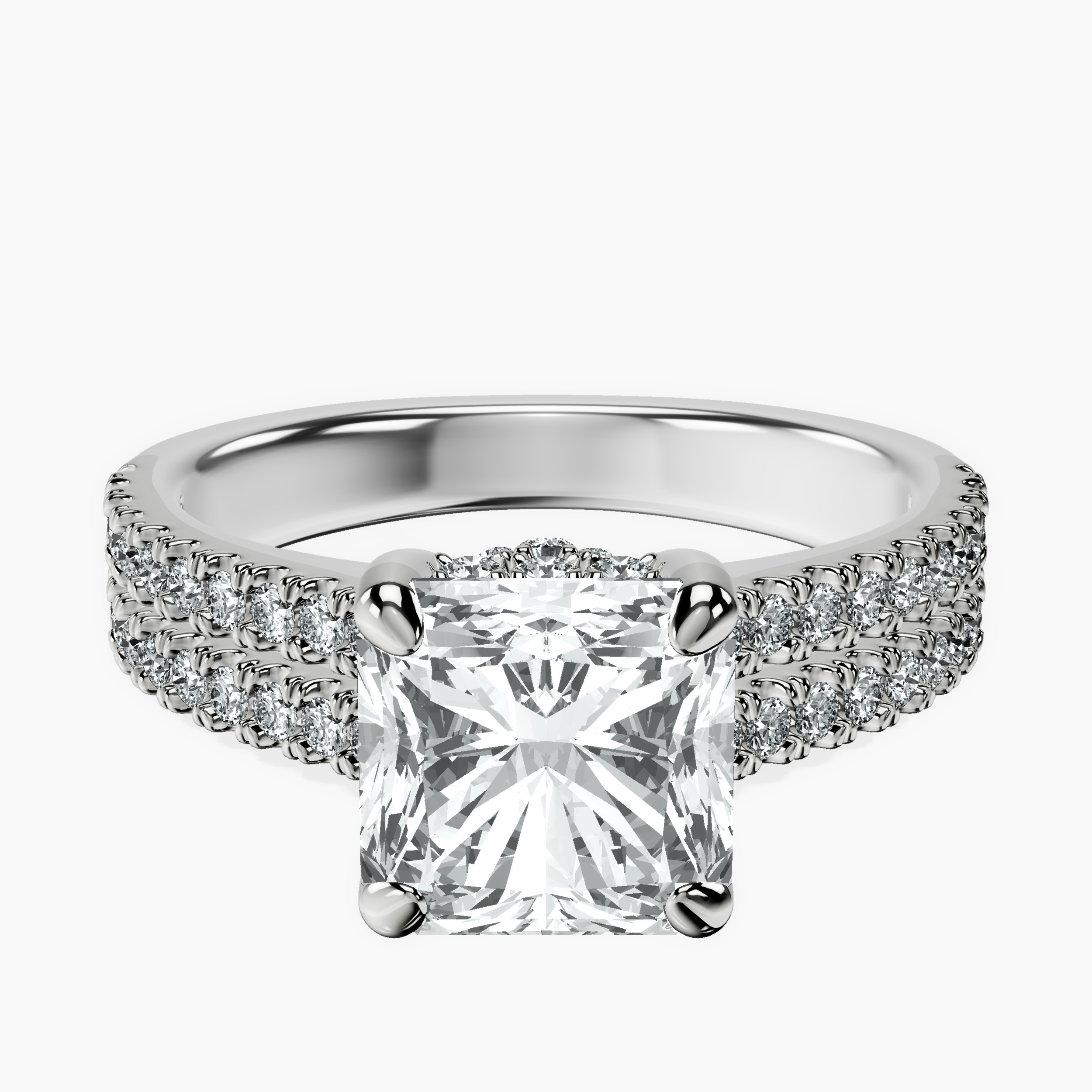 2.94 ct. radiant Tosca Secret Halo Ring in 10kt white gold rtr top