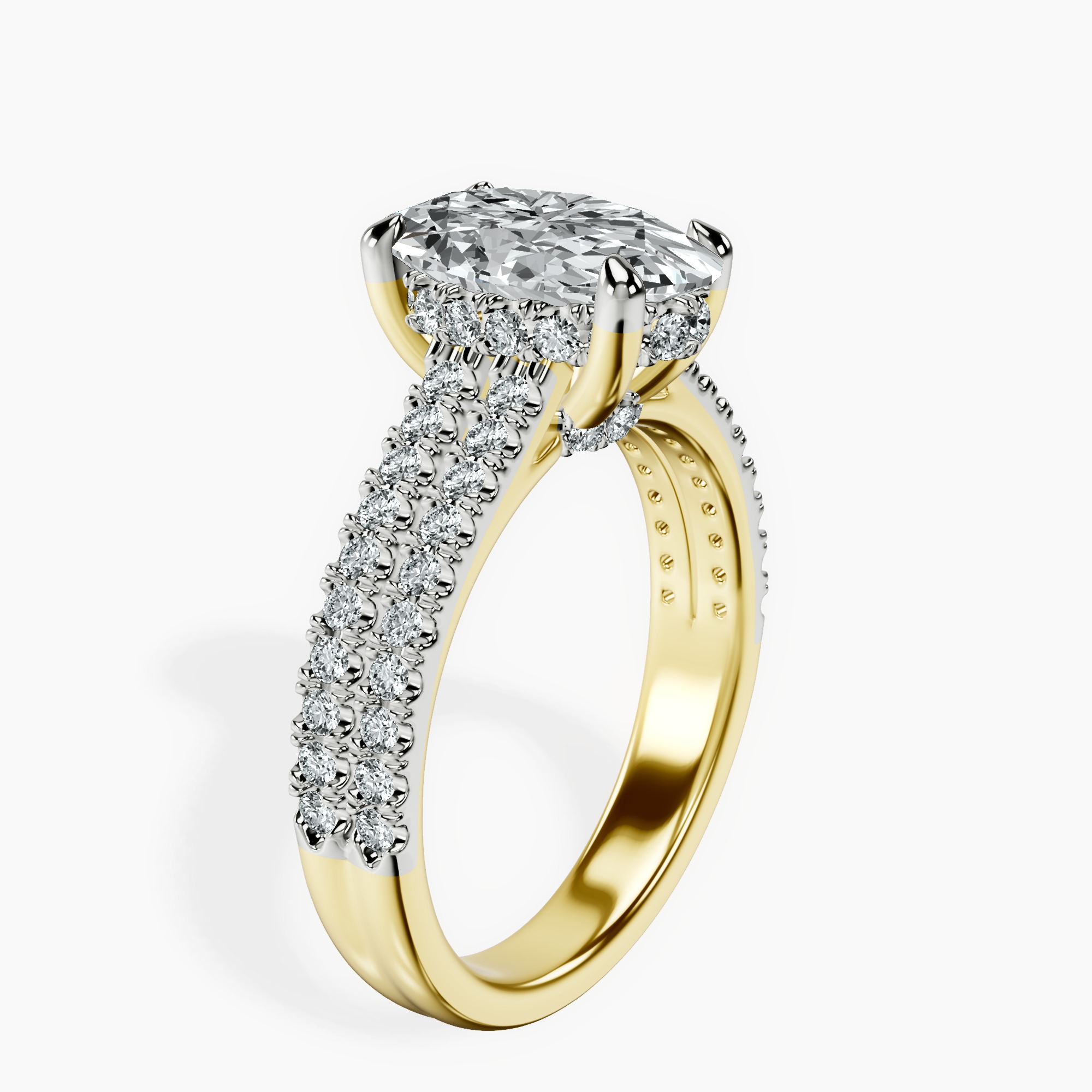 2.40 ct. oval Tosca Secret Halo Ring in 14kt yellow gold standing product image one