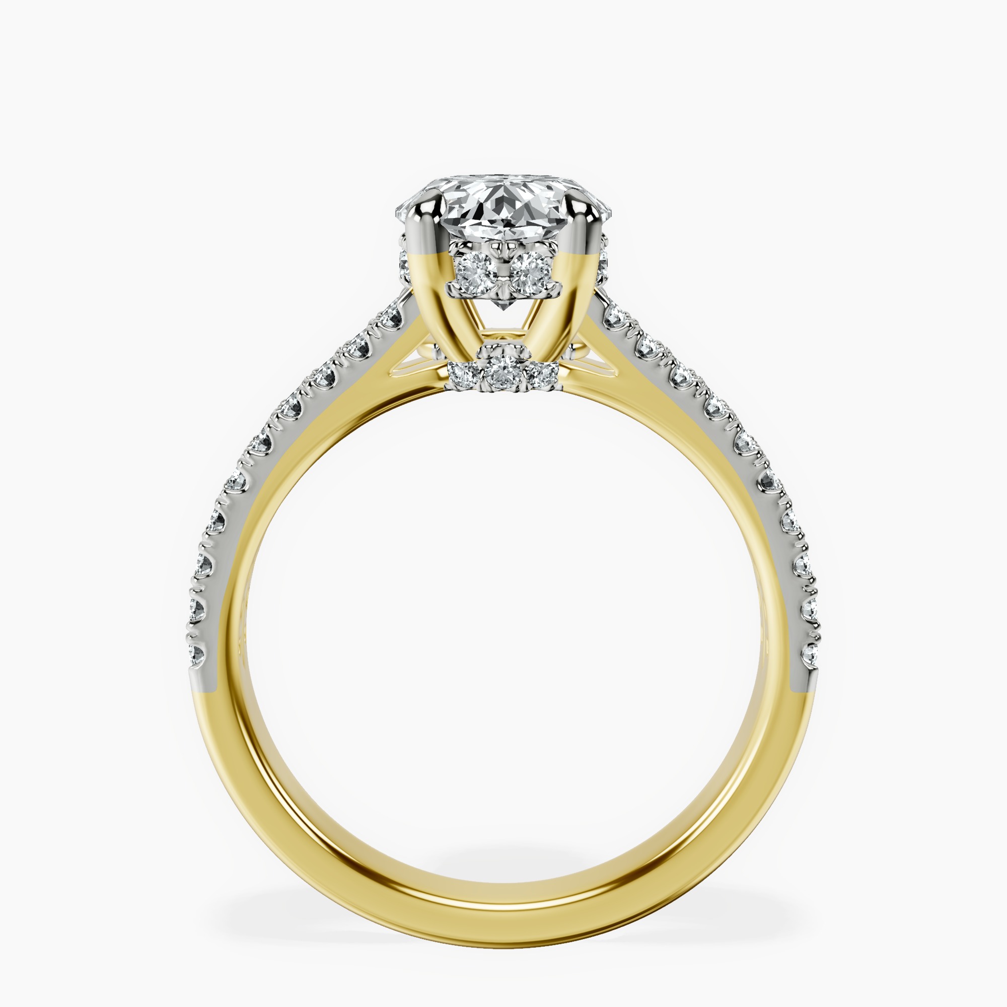 2.40 ct. oval Tosca Secret Halo Ring in 14kt yellow gold side right image one