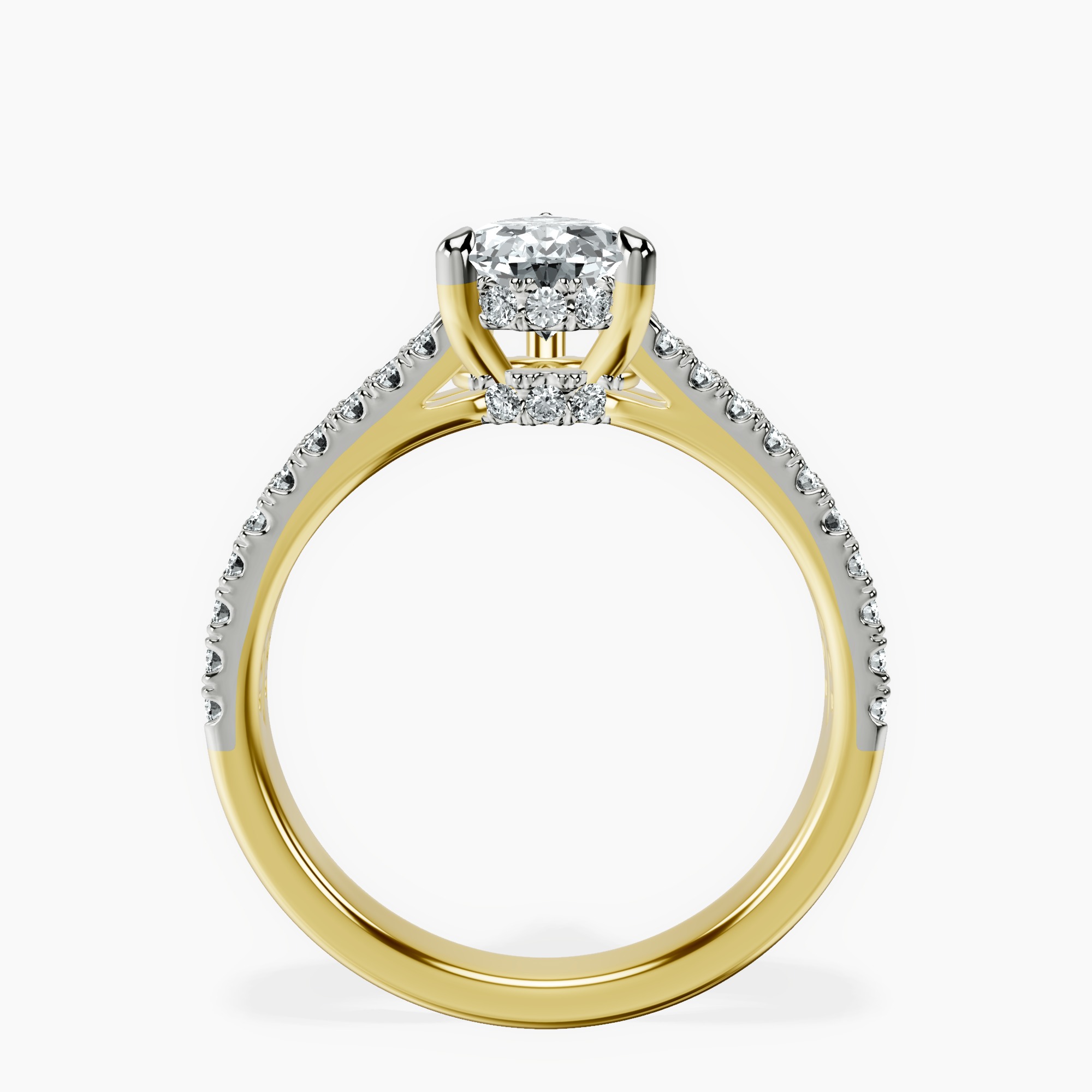 1.34 ct. pear Tosca Secret Halo Ring in 14kt yellow gold side right image one