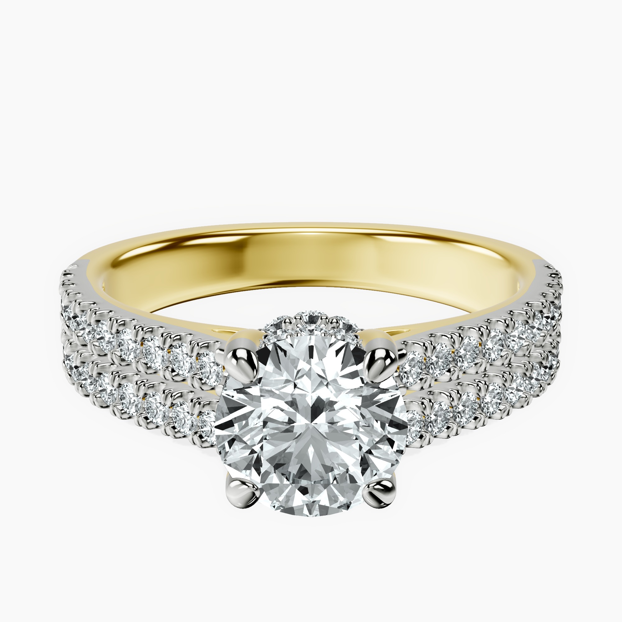 1.39 ct. round Tosca Secret Halo Ring in 18kt yellow gold rtr top