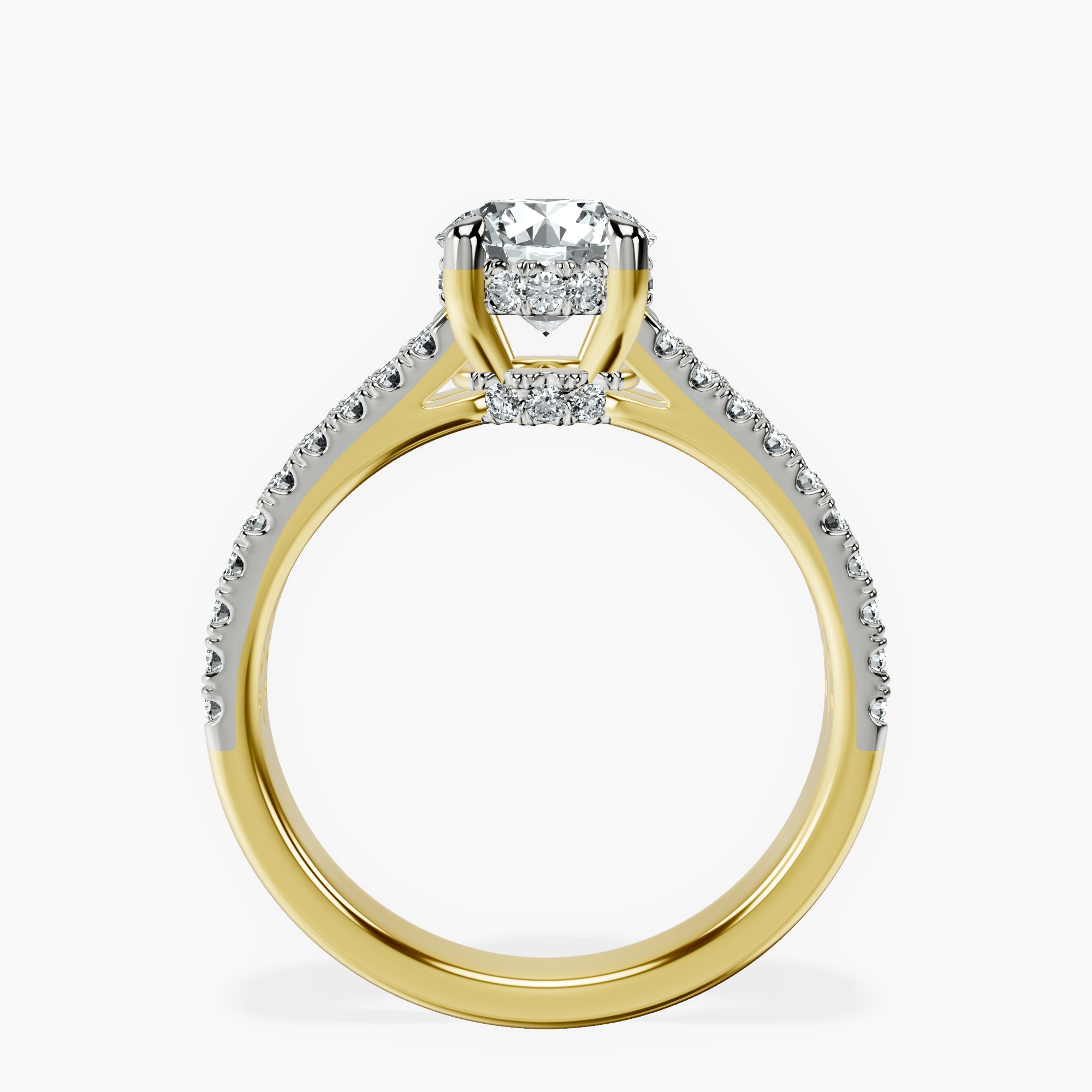 1.39 ct. round Tosca Secret Halo Ring in 18kt yellow gold side right image one