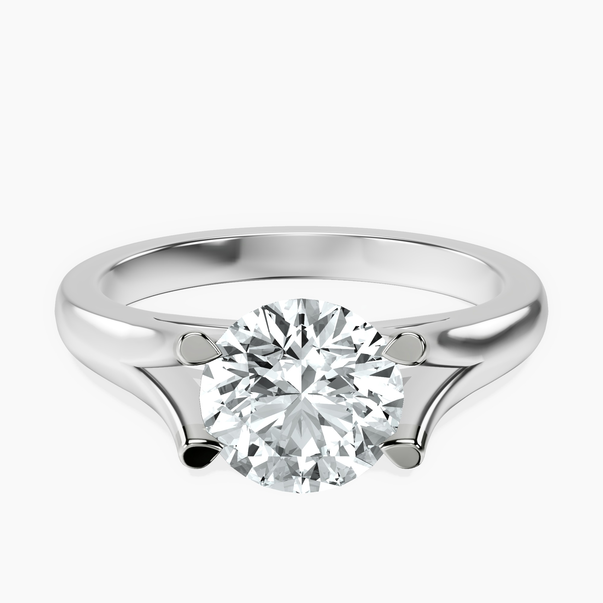 1.39 ct. round Cathedral Solitaire Ring in platinum rtr top