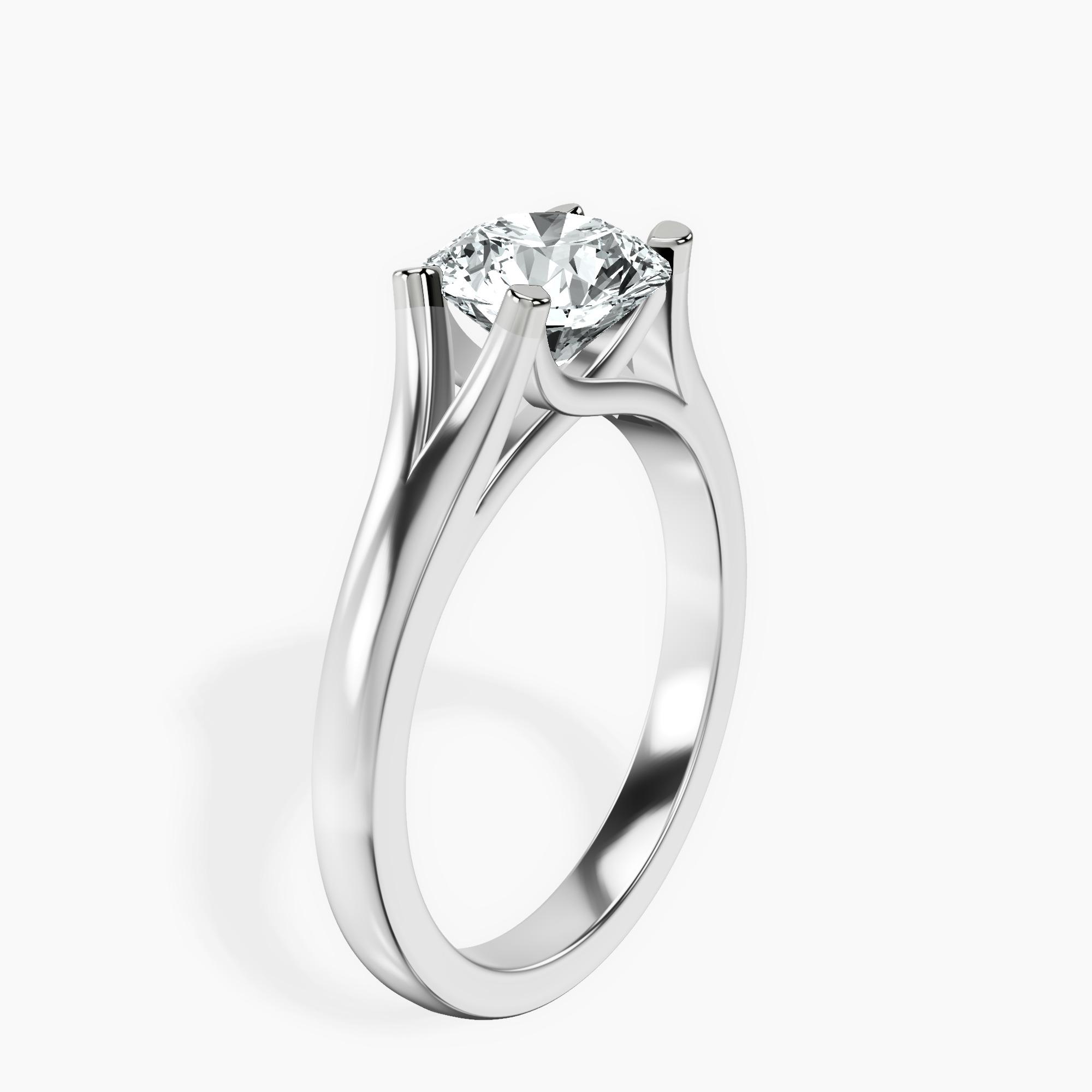 1.39 ct. round Cathedral Solitaire Ring in platinum standing product image one