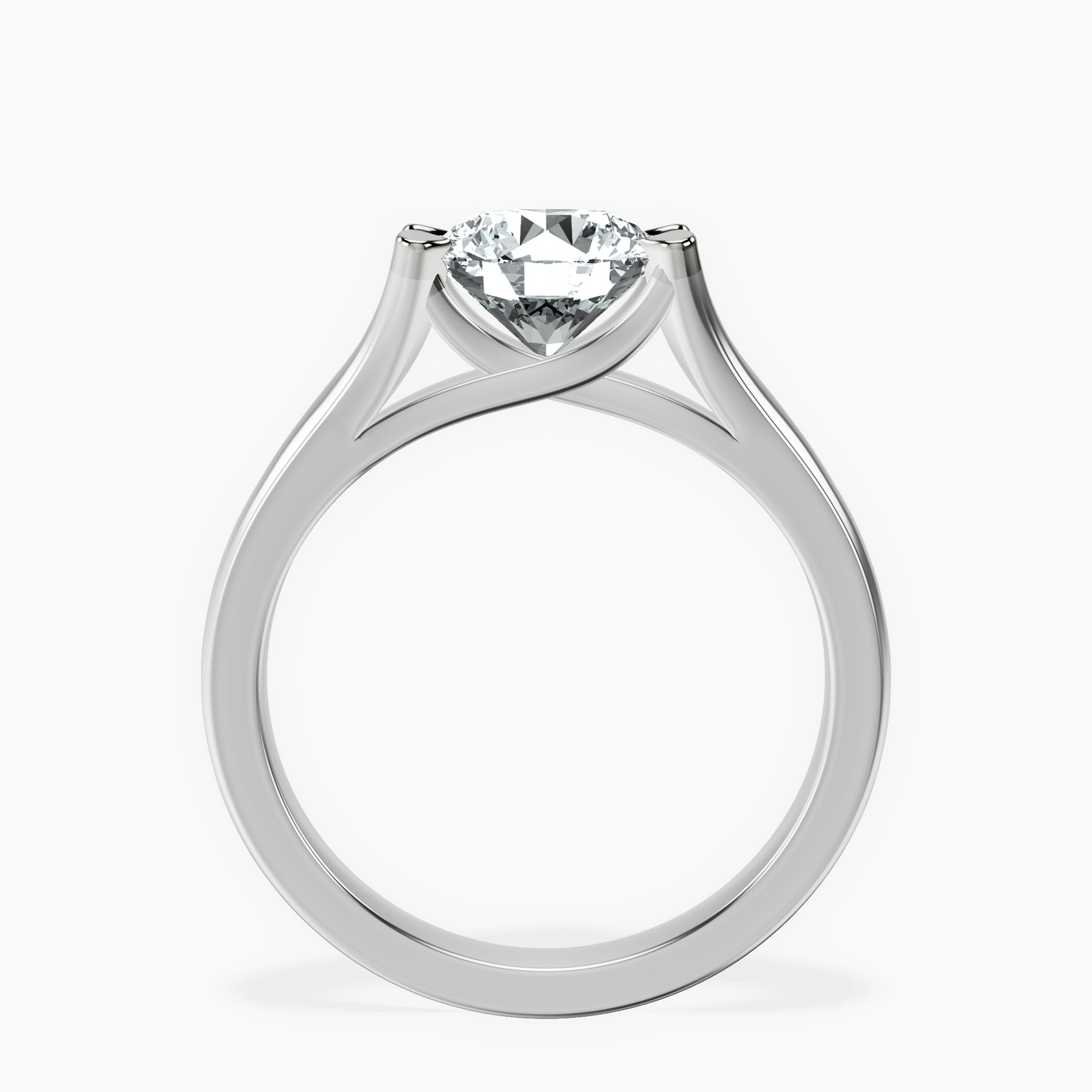 1.39 ct. round Cathedral Solitaire Ring in platinum side right image one