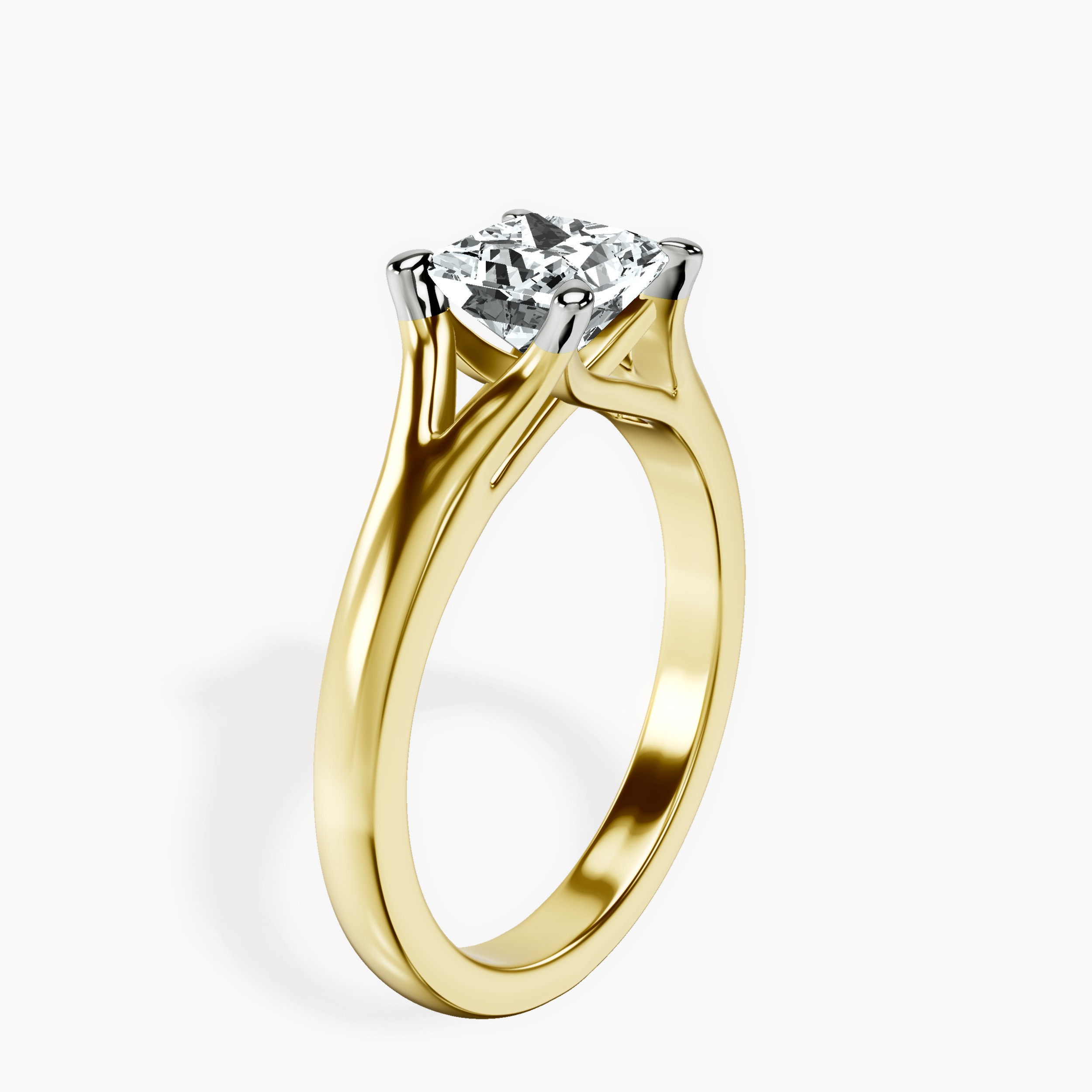 2.81 ct. princess Cathedral Solitaire Ring in 14kt yellow gold standing product image one