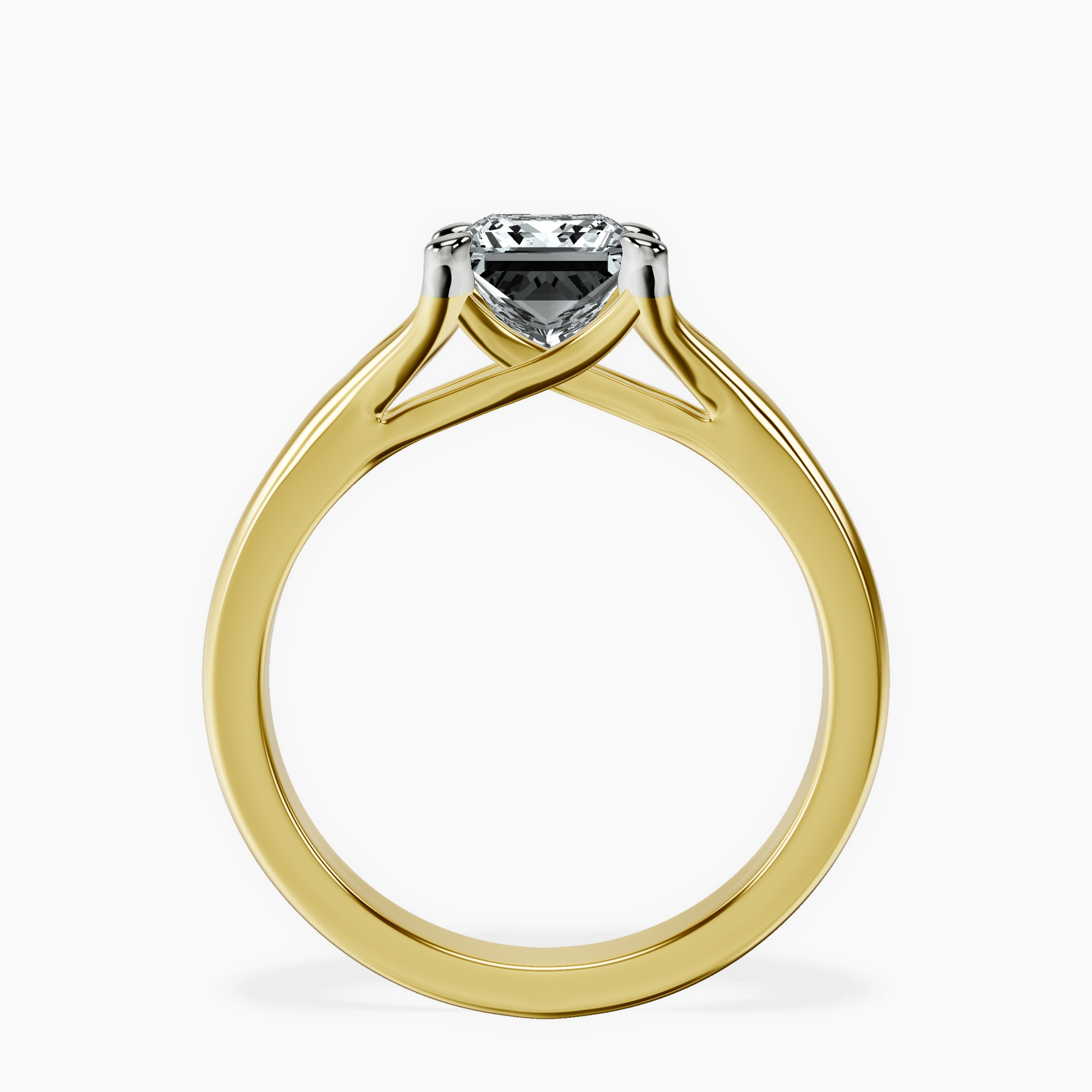 2.81 ct. princess Cathedral Solitaire Ring in 14kt yellow gold side right image one