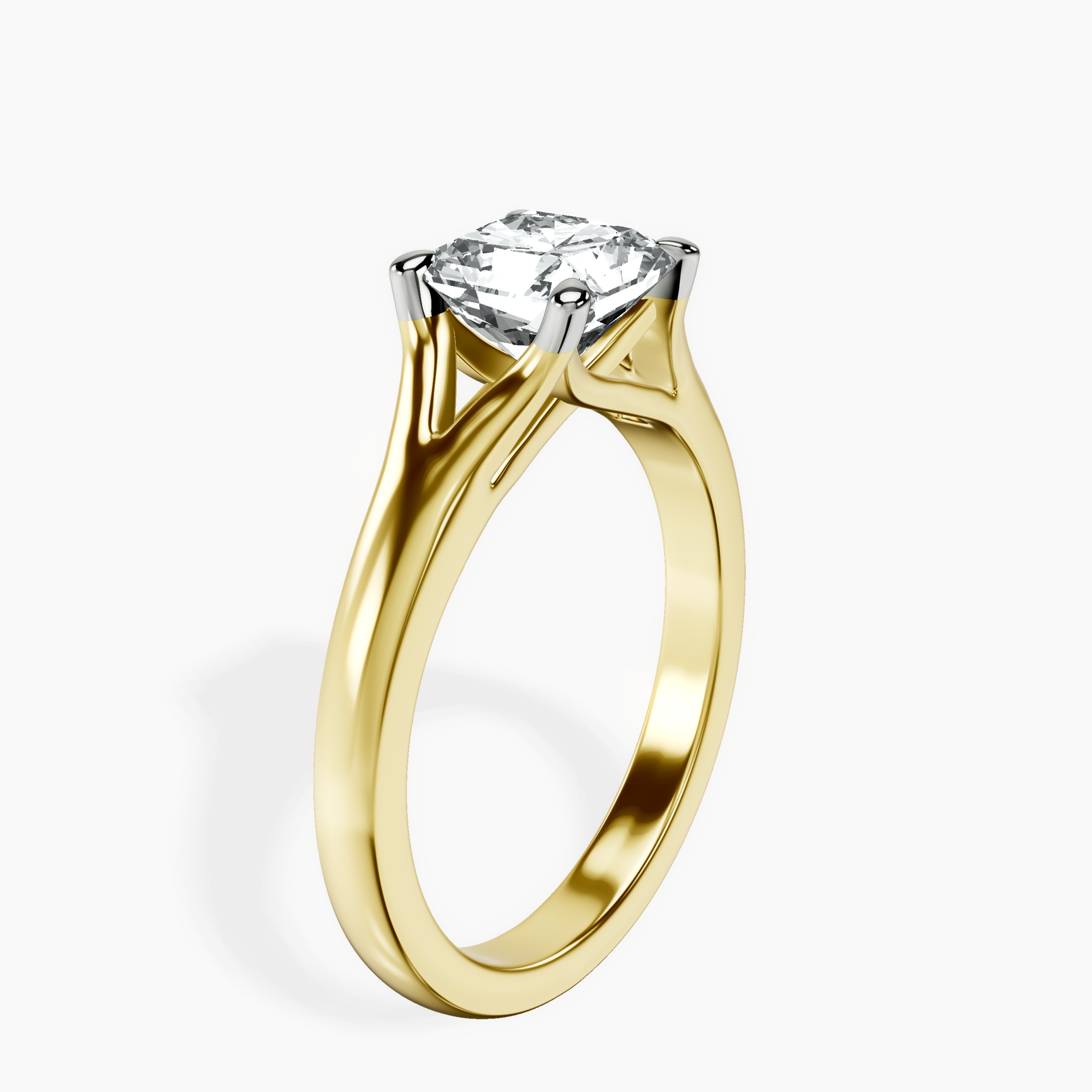 2.94 ct. radiant Cathedral Solitaire Ring in 18kt yellow gold standing product image one