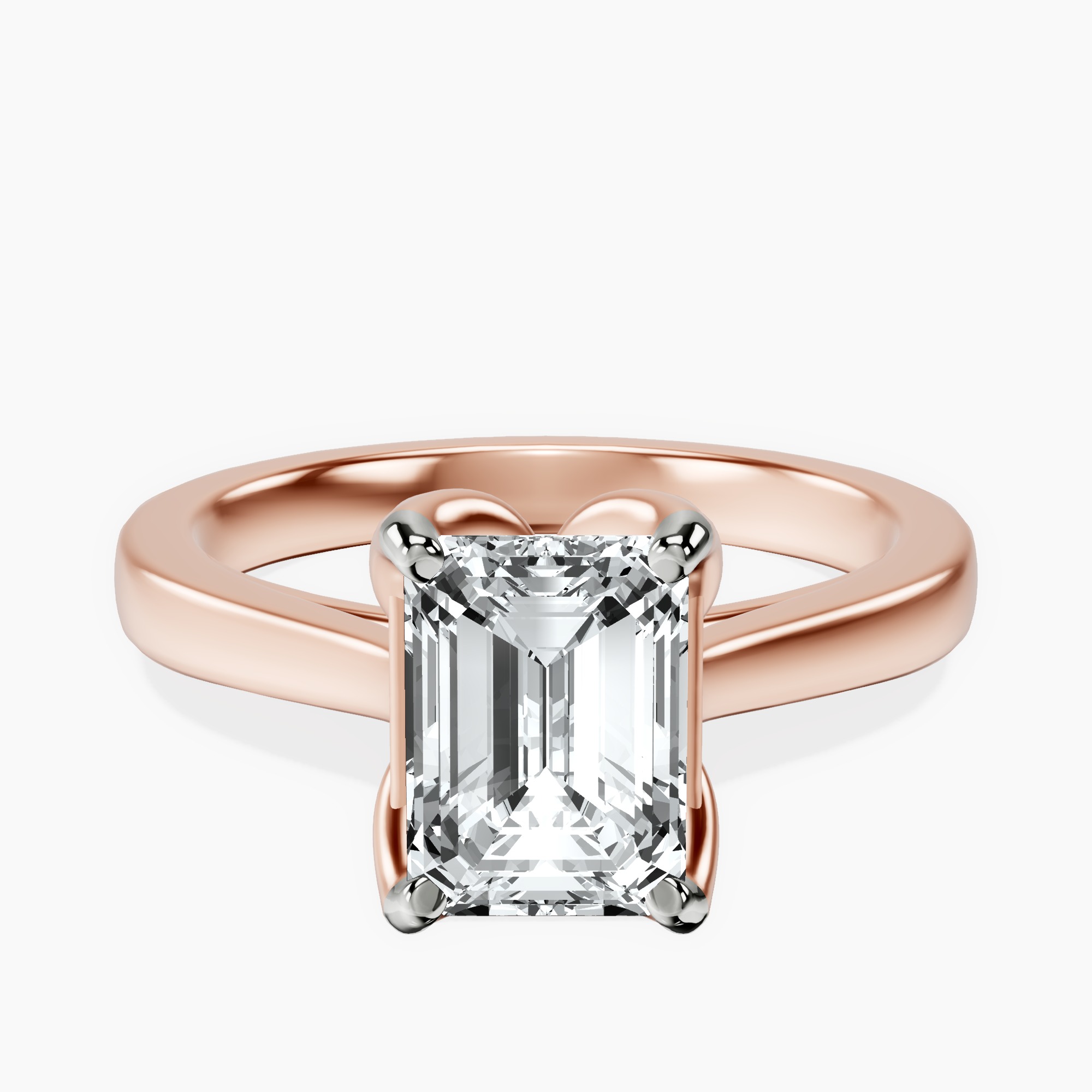 2.16 ct. emerald Shye Petal Solitaire Ring in 10kt rose gold rtr top