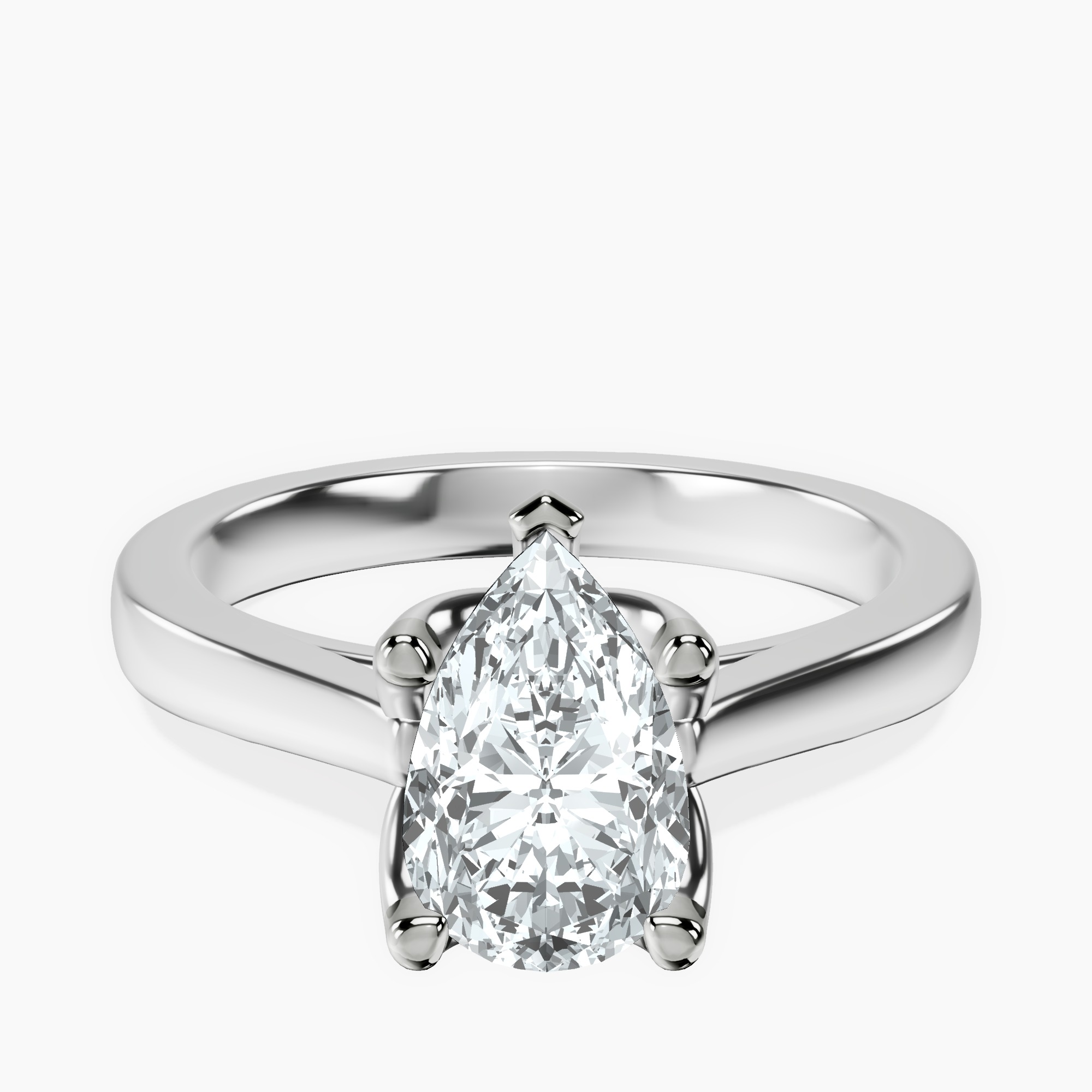 2.96 ct. pear Shye Petal Solitaire Ring in 10kt white gold rtr top