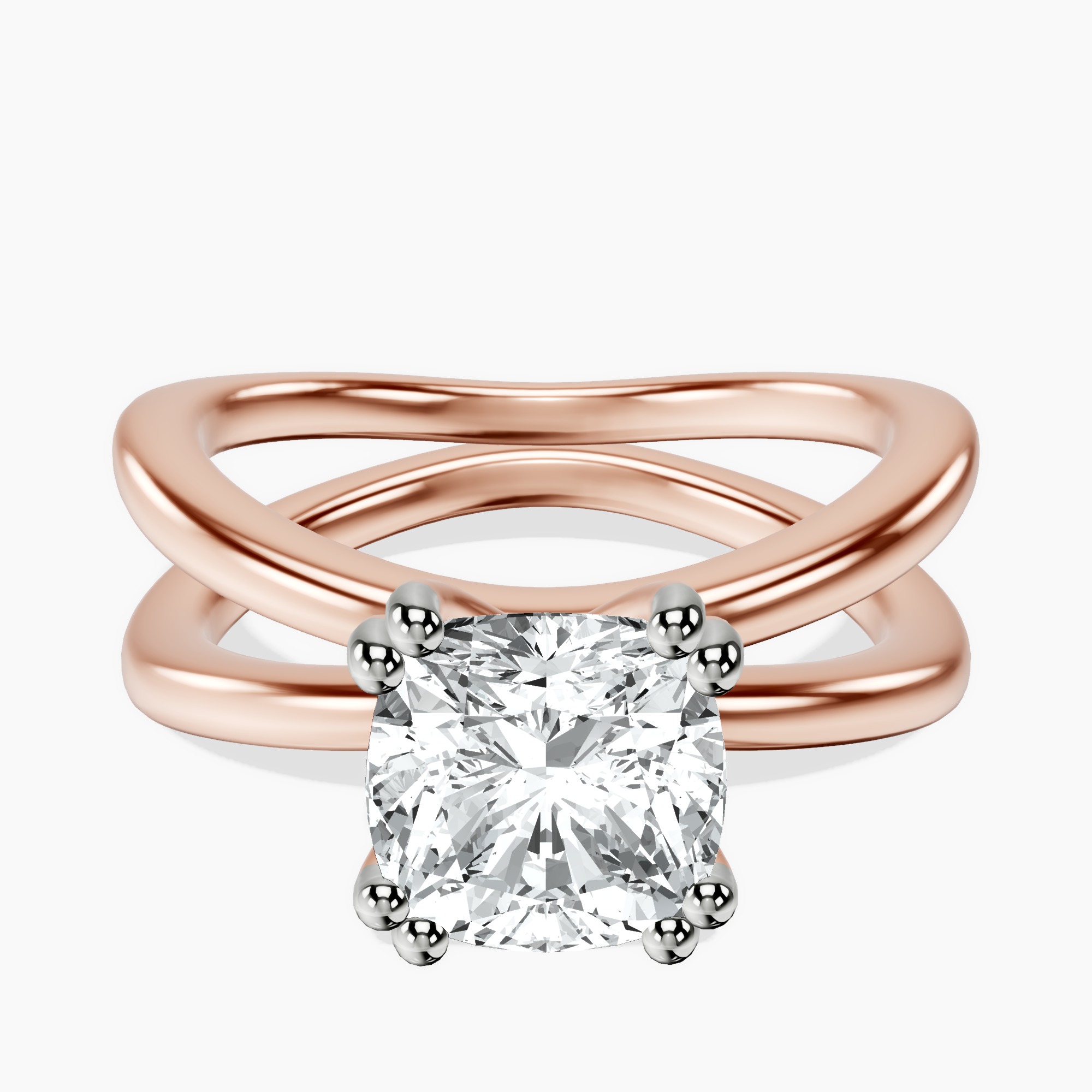 10kt Rose Gold Stella Criss Cross Solitaire Lab Diamond Ring front image