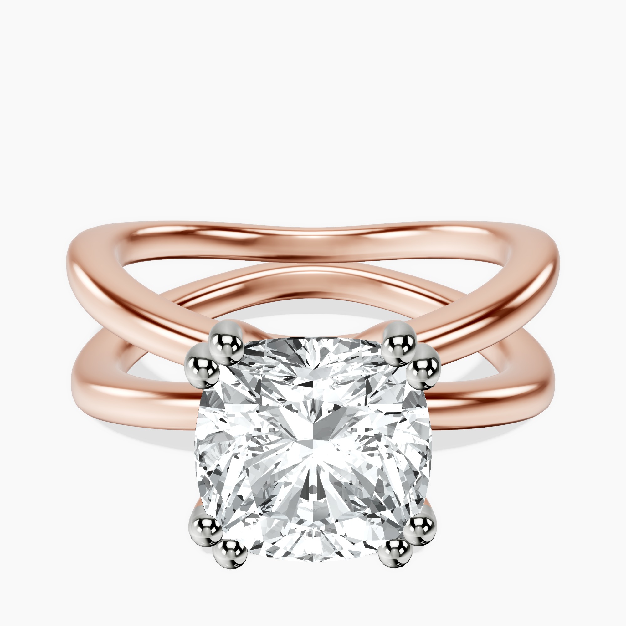 14kt Rose Gold Stella Criss Cross Solitaire Lab Diamond Ring front image