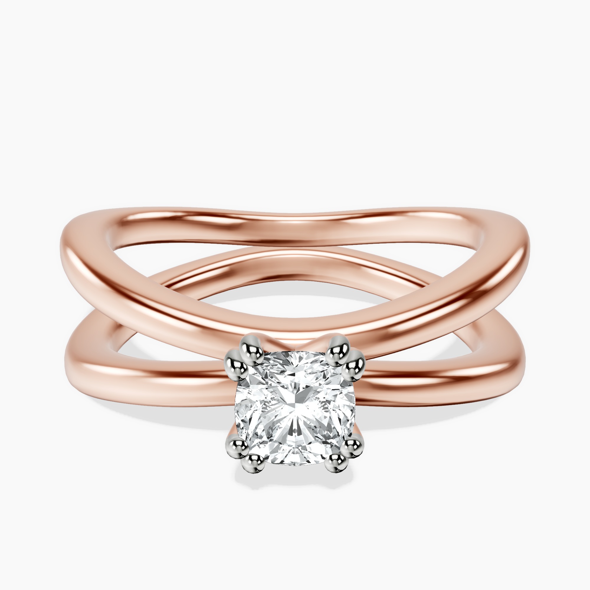 18kt Rose Gold Stella Criss Cross Solitaire Lab Diamond Ring front image