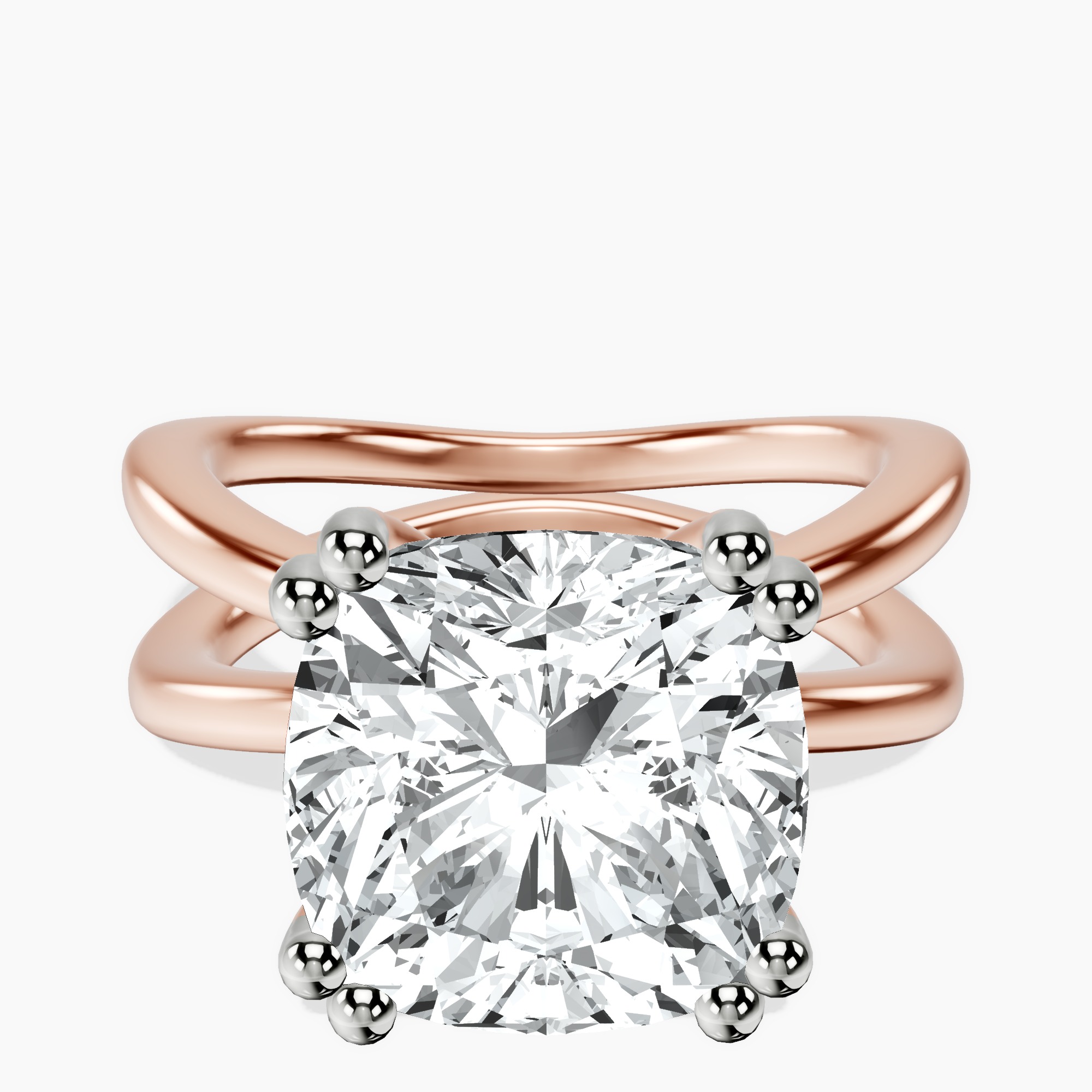 10kt Rose Gold Stella Criss Cross Solitaire Lab Diamond Ring front image