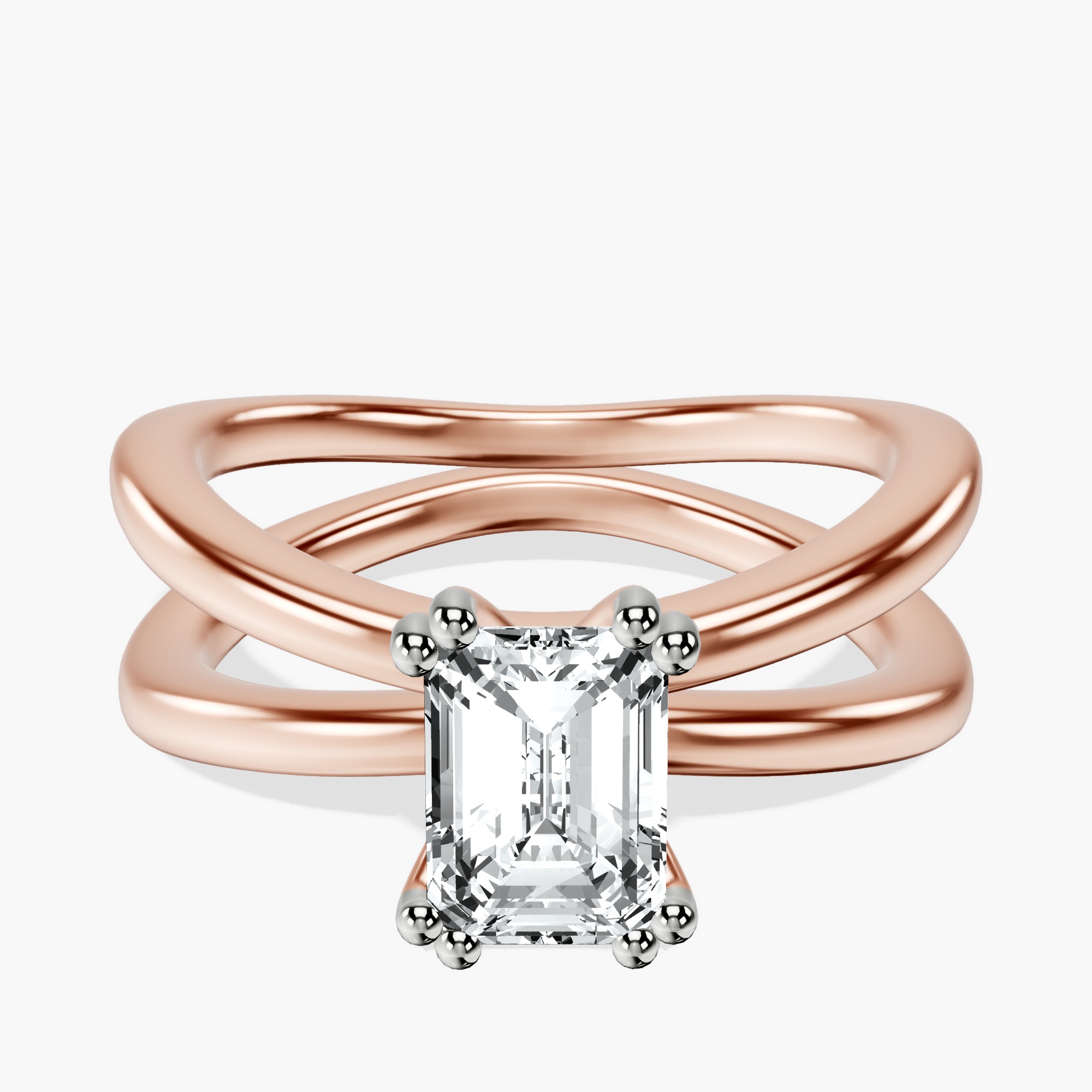 10kt Rose Gold Stella Criss Cross Solitaire Lab Diamond Ring front image