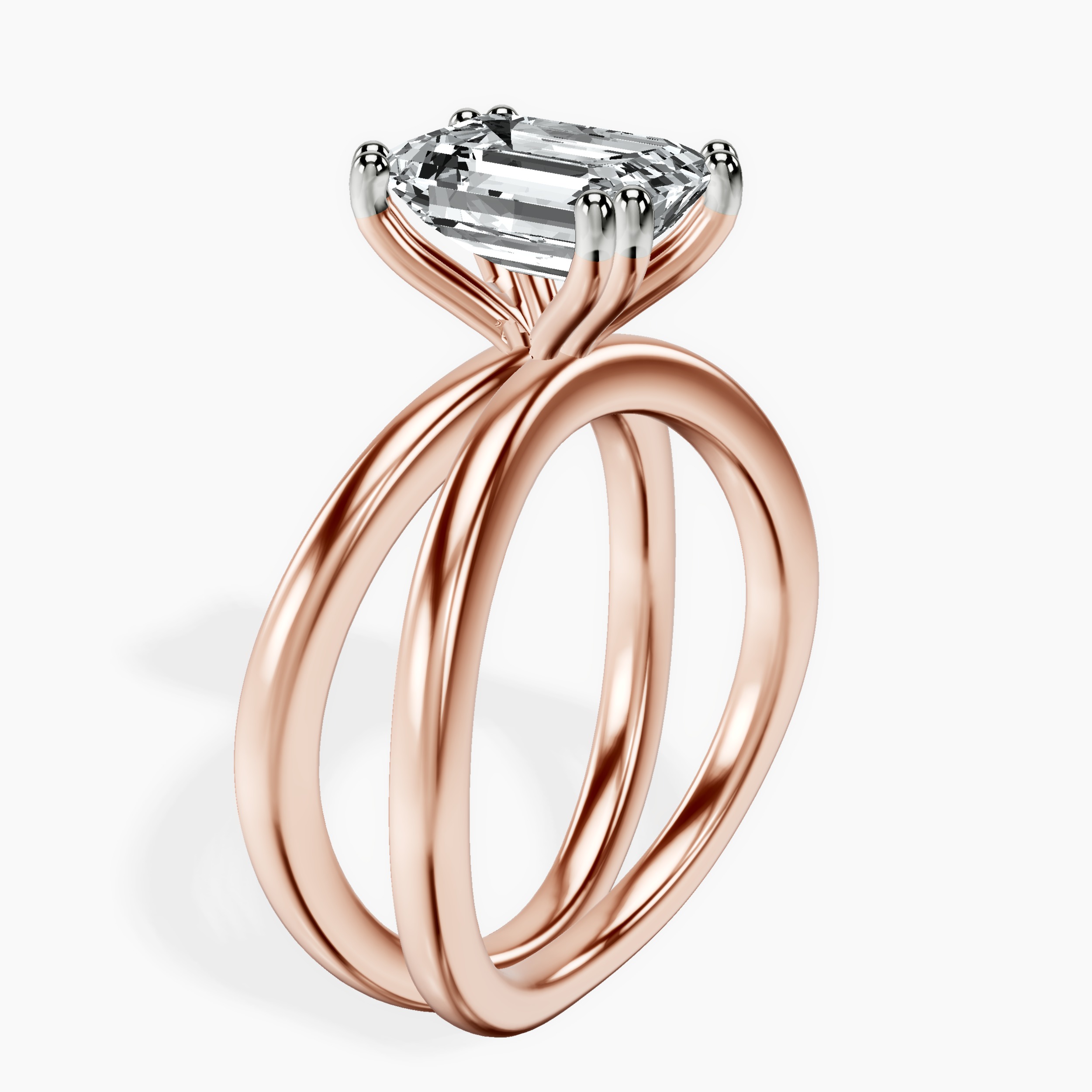 2.16 ct. emerald Stella Criss Cross Ring in 10kt rose gold standing product image one