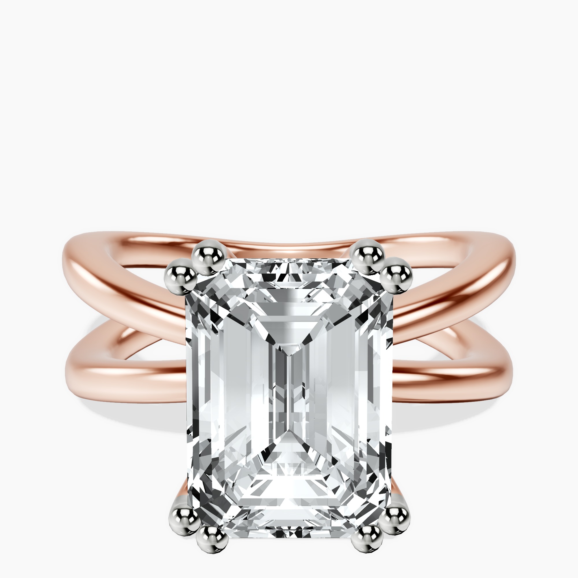 14kt Rose Gold Stella Criss Cross Solitaire Lab Diamond Ring front image